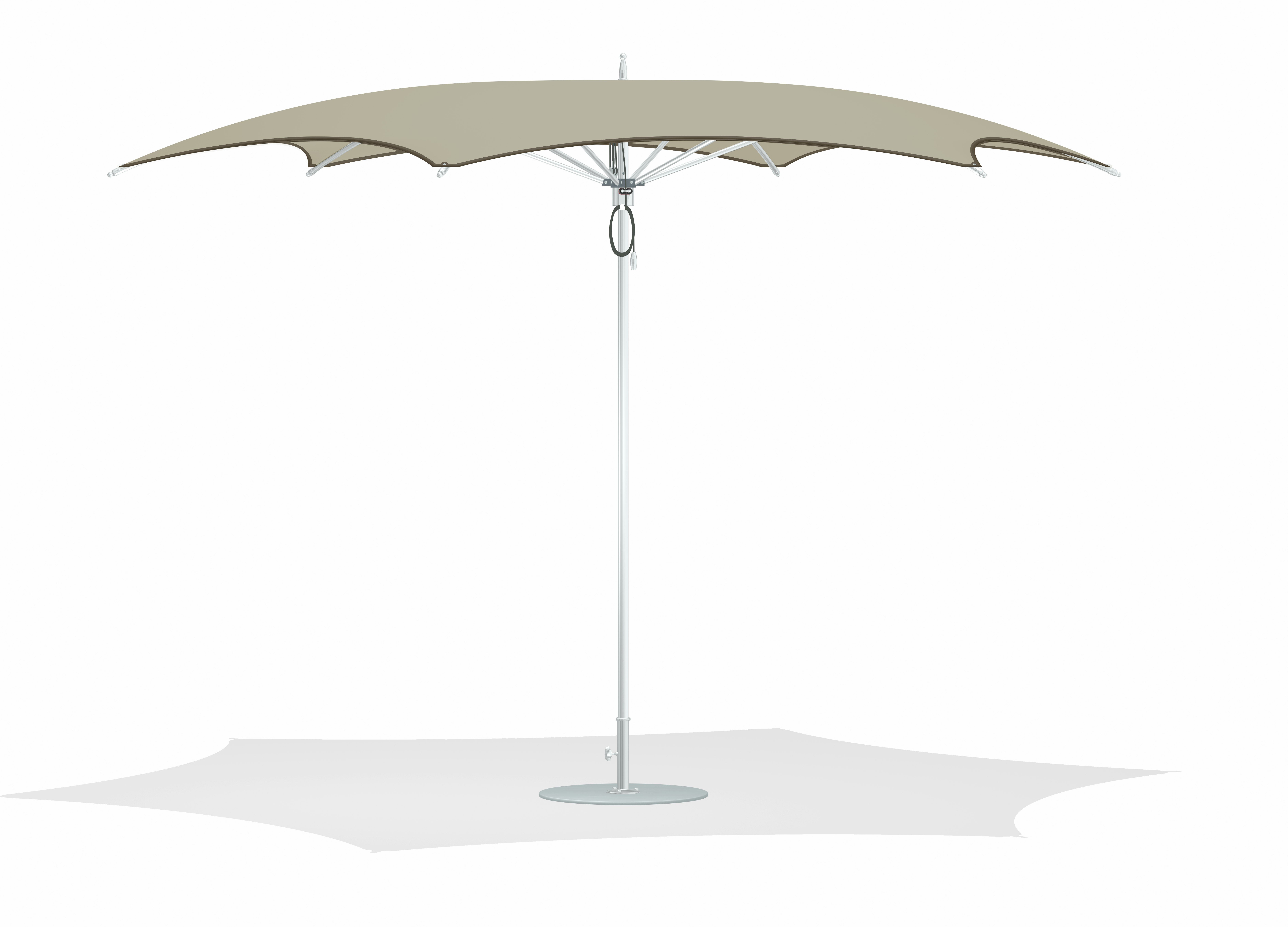 Softlands Outdoor Sofa - polished-aluminum,  ecru,  truffle,  piped-edge