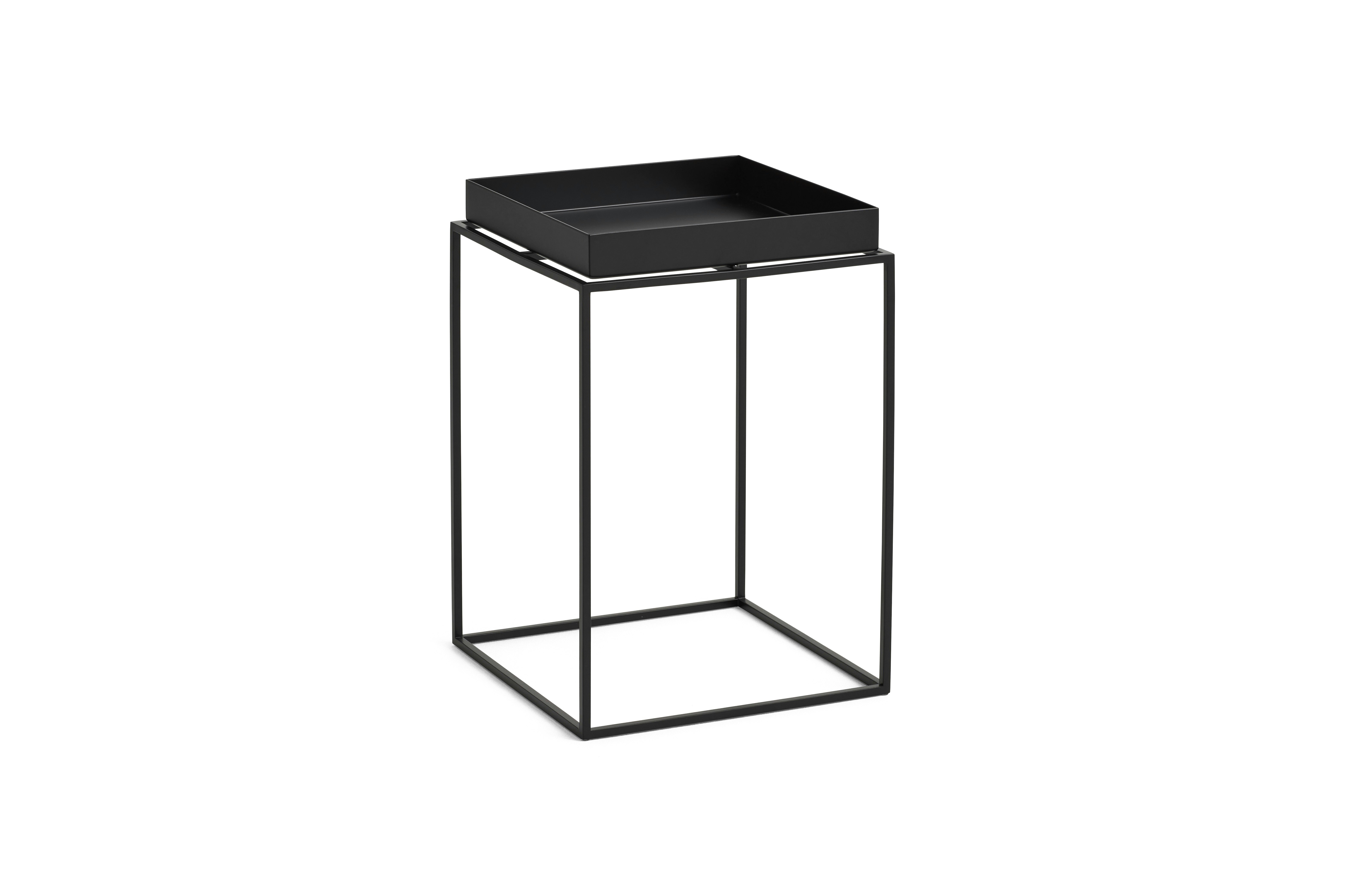 A Tray Side Table in black viewed from the angle.