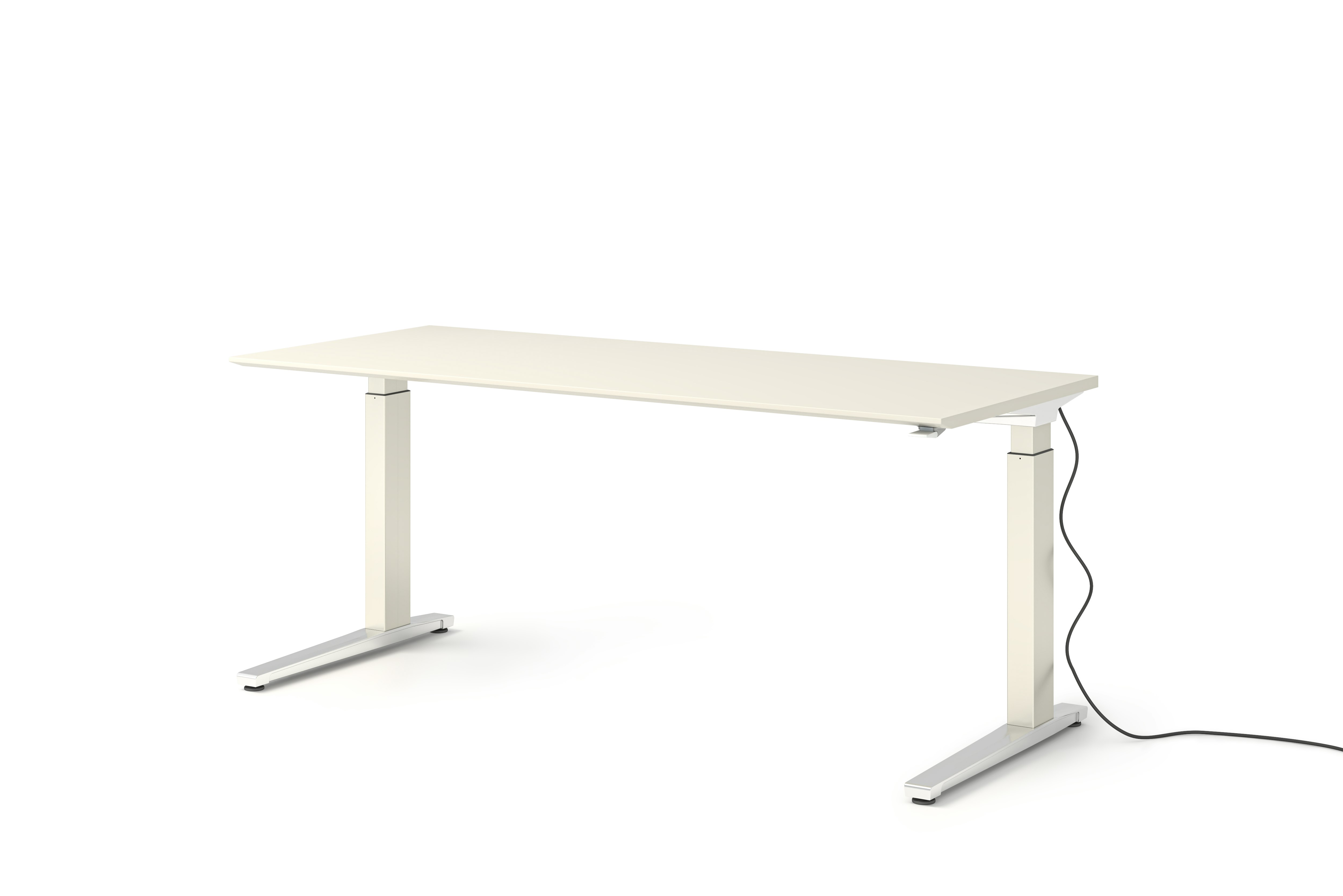 Renew Sit-To-Stand Desk - 29x70,  White Laminate,  White,  Polished Aluminum,  Standard Power