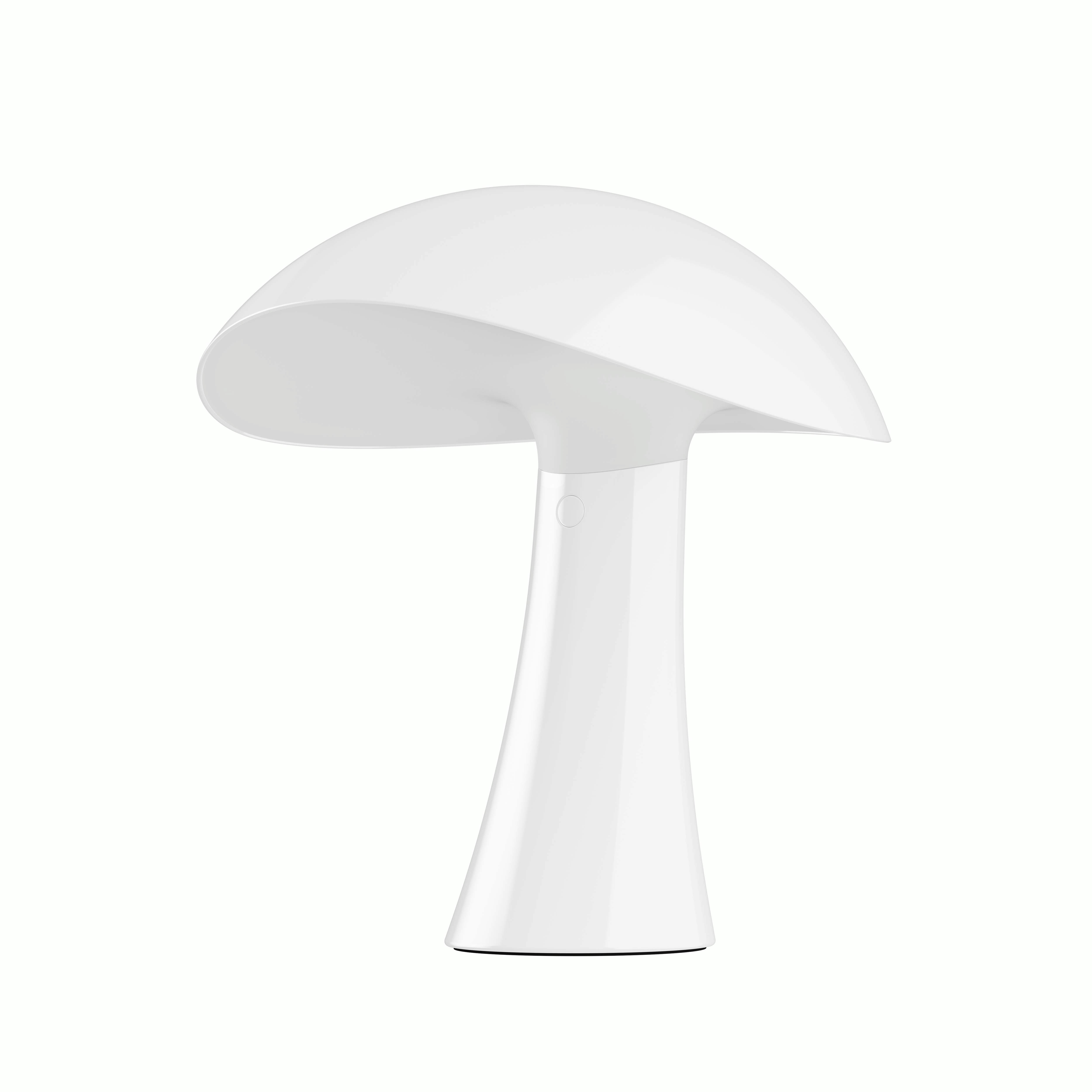 A Rumee 220 Portable Lamp in Cloud White viewed from an angle.