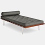 Barcelona Couch in Fancy Twill,  Nightfall,  Polished Chrome