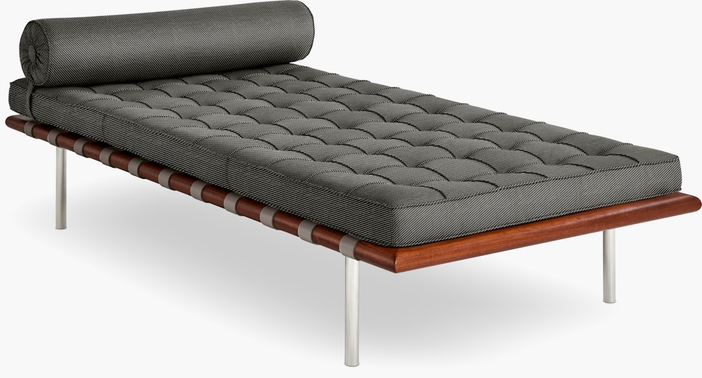 Barcelona Couch in Fancy Twill,  Nightfall,  Polished Chrome