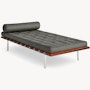 Barcelona Couch in Fancy Twill,  Nightfall,  Polished Chrome
