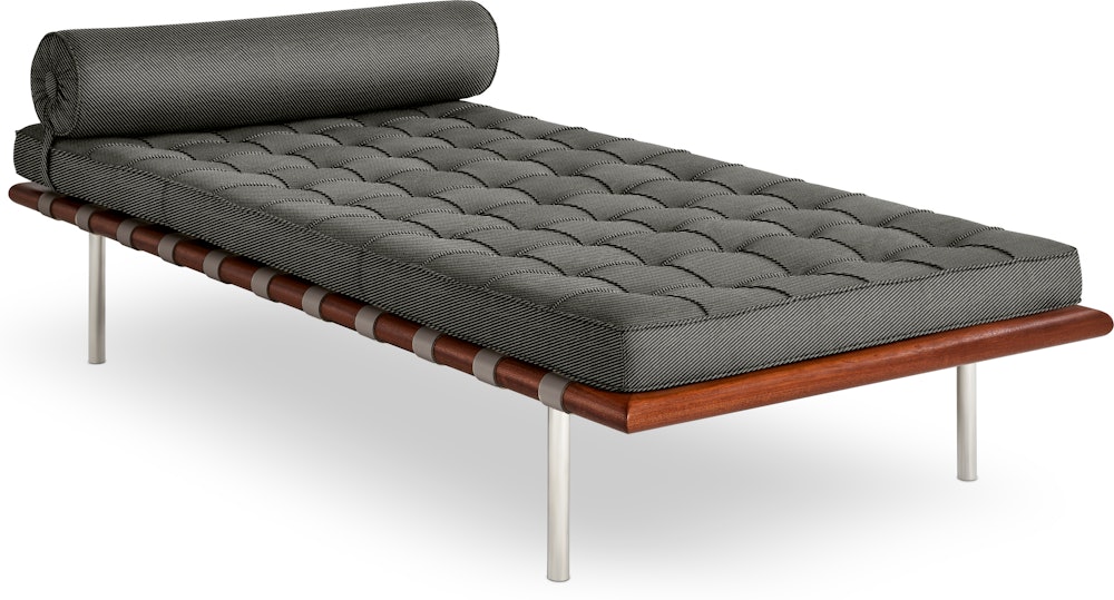 Barcelona Couch in Fancy Twill,  Nightfall,  Polished Chrome