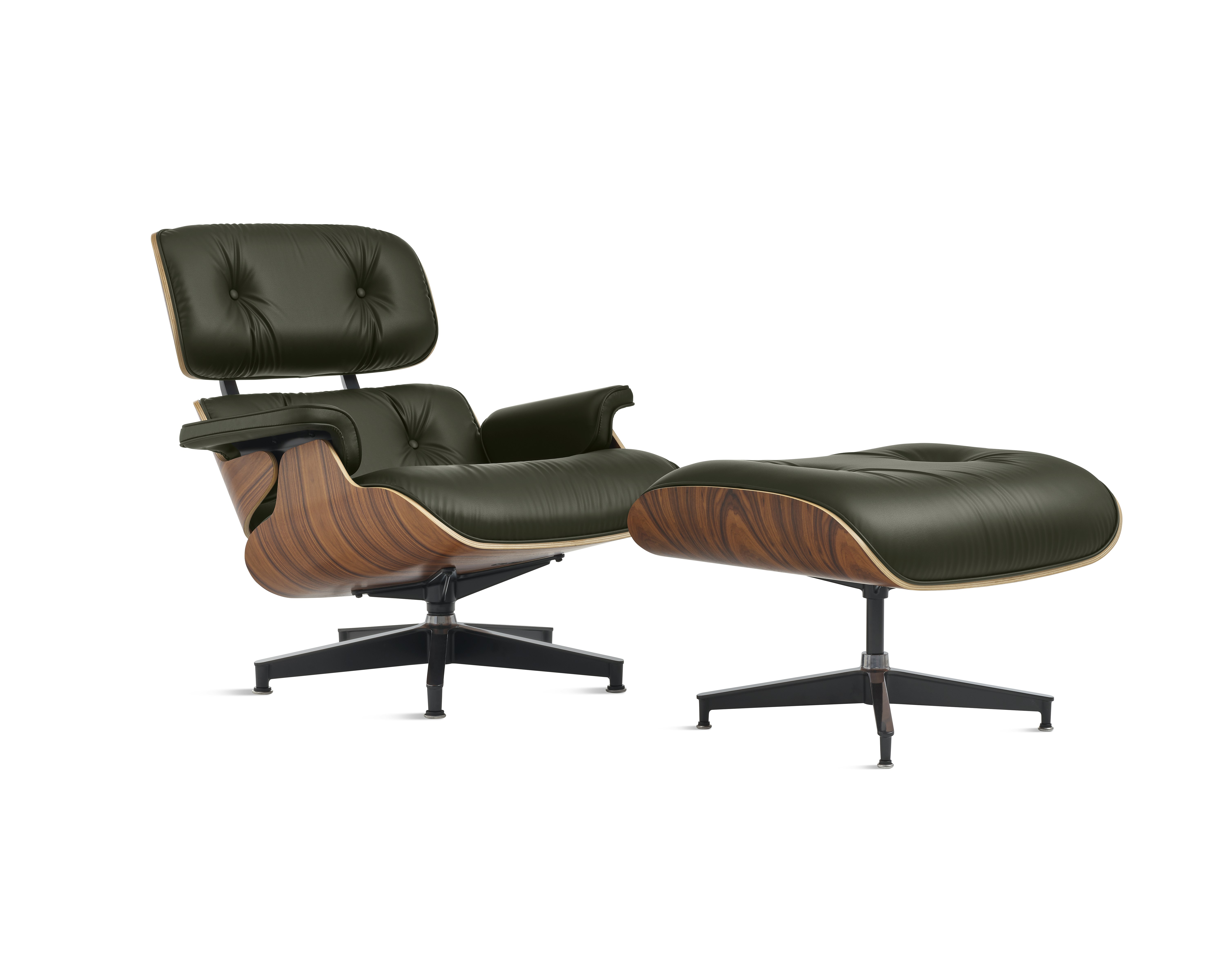 Eames Lounge & Ottoman,  3/4 View - Santos Palisander - All Grain,  Mildew