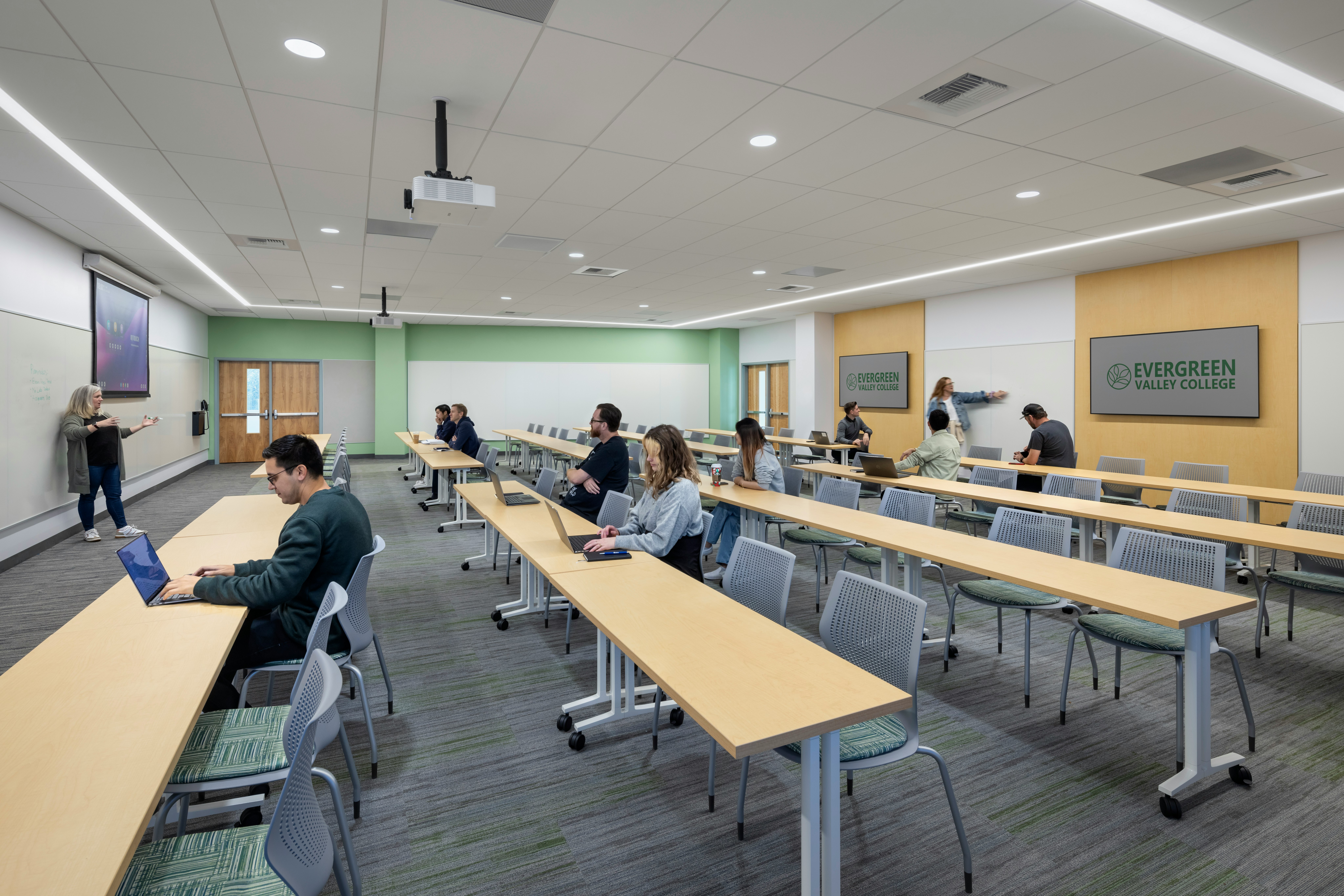 Classroom with students in the Sequoia Nursing building at Evergreen Valley College.