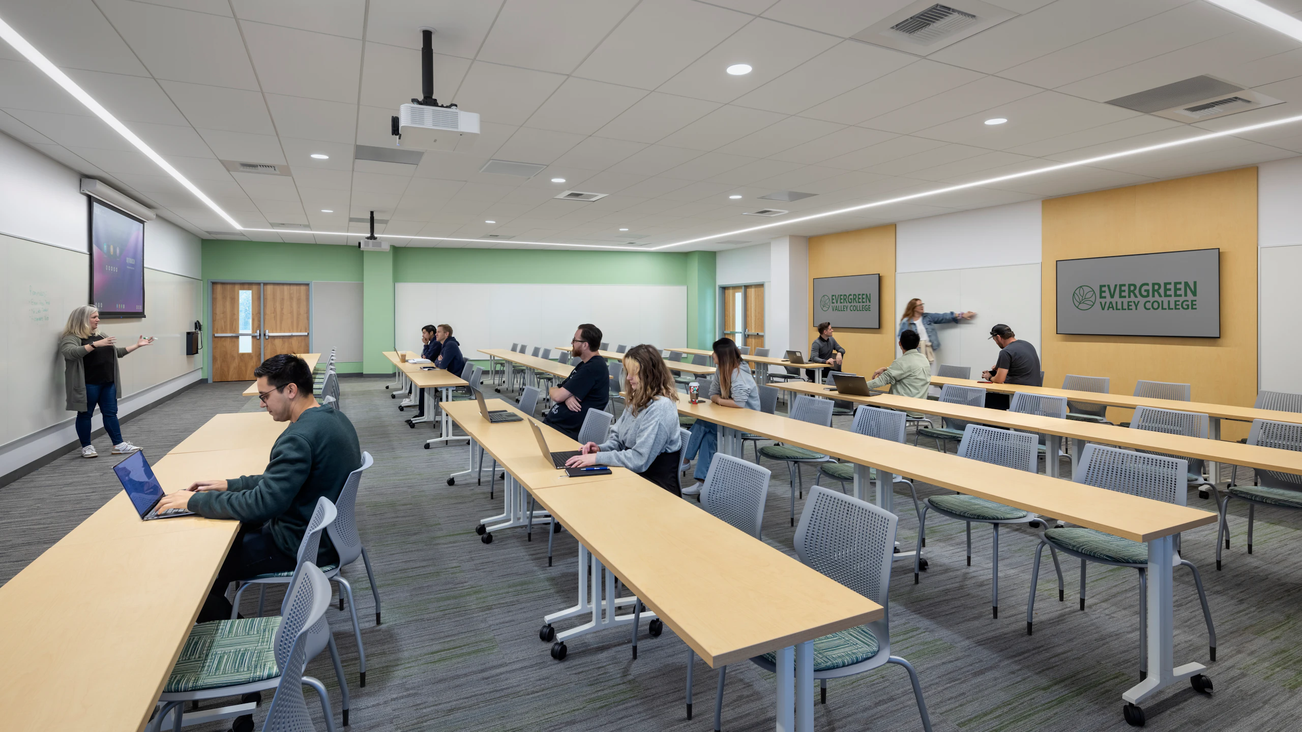 Classroom with students in the Sequoia Nursing building at Evergreen Valley College.