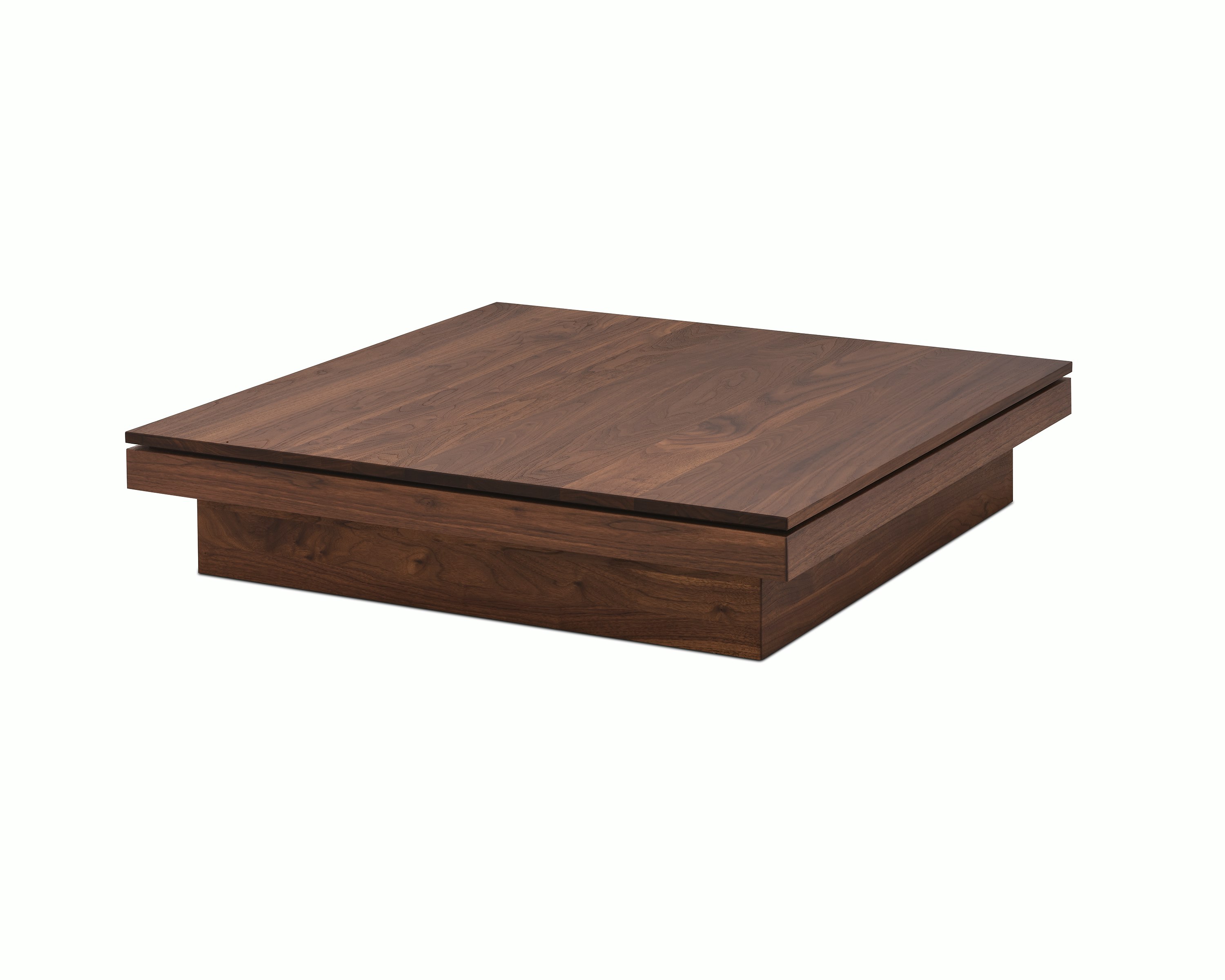 Pawson Drift Coffee Table with walnut base and top, viewed from an angle.