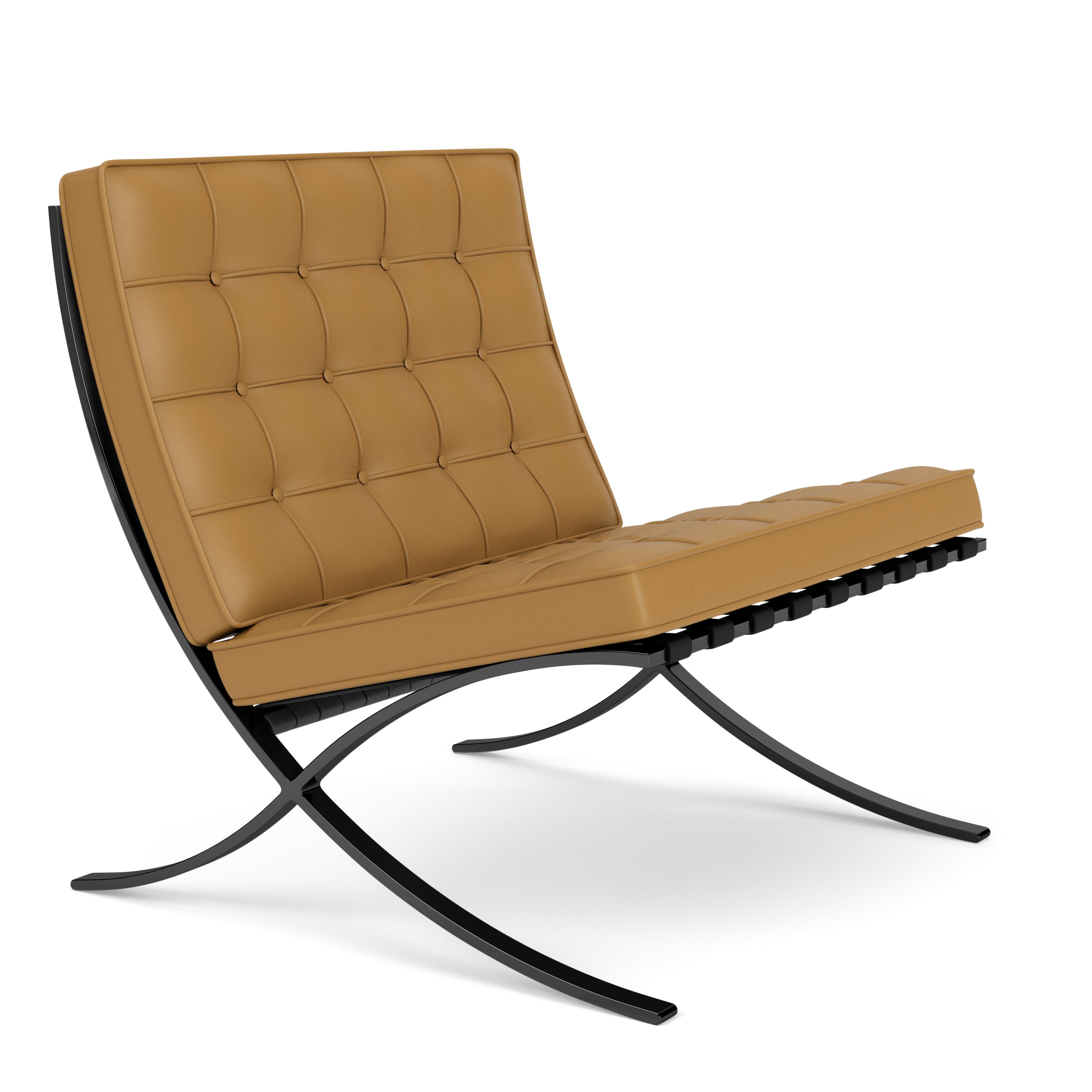 Barcelona Chair in Acqua Leather,  Botany Bay,  Black