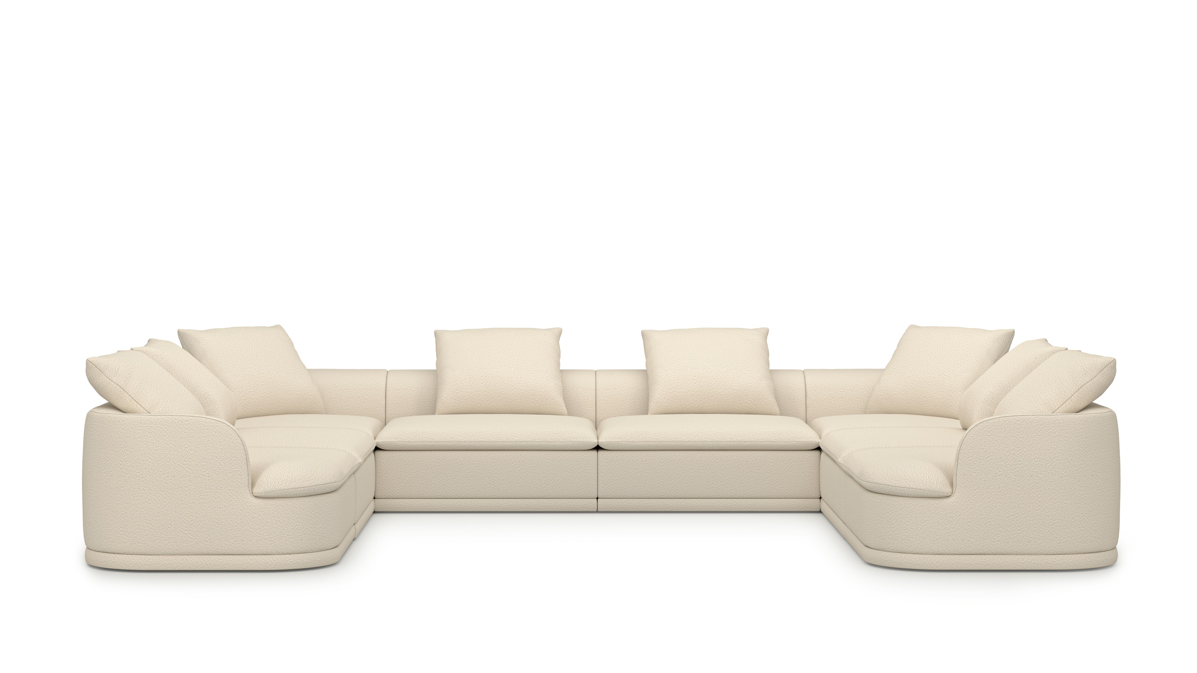 An Atlason Composed Modular Sofa U Shape Sectional in Turf: Cream viewed from the front.