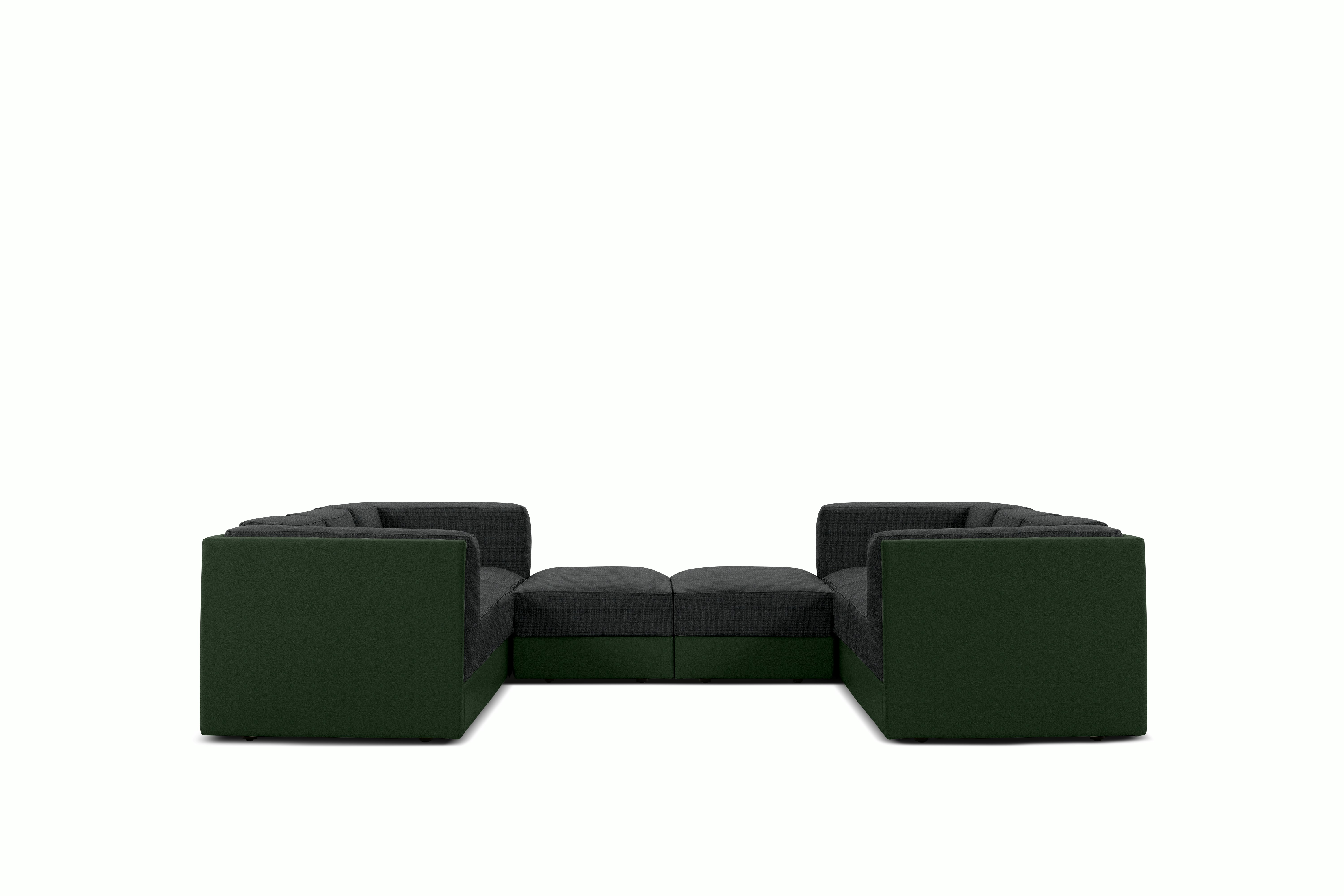 Symme U-Sectional - Leather Frame,  Prone Leather,  Vine,  Pebble Weave,  Cinder