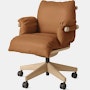 Ramus Chair - Low Back,  Comfort Leather,  Chestnut Brown,  Oak,  Satin Brass,  Hard Floor Caster