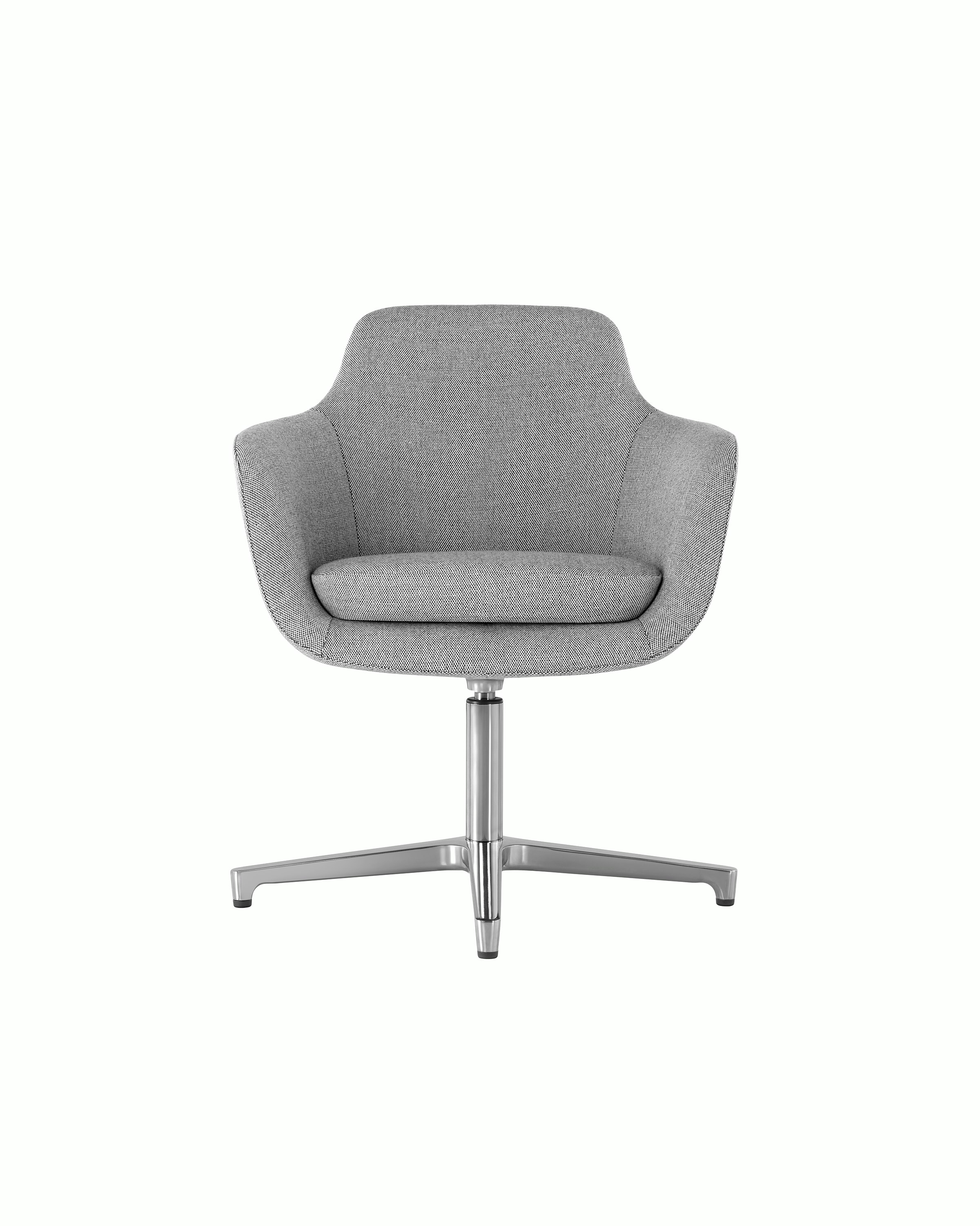 A mid-back Saiba conference chair with light gray upholstery and a four-star base, viewed from the front.
