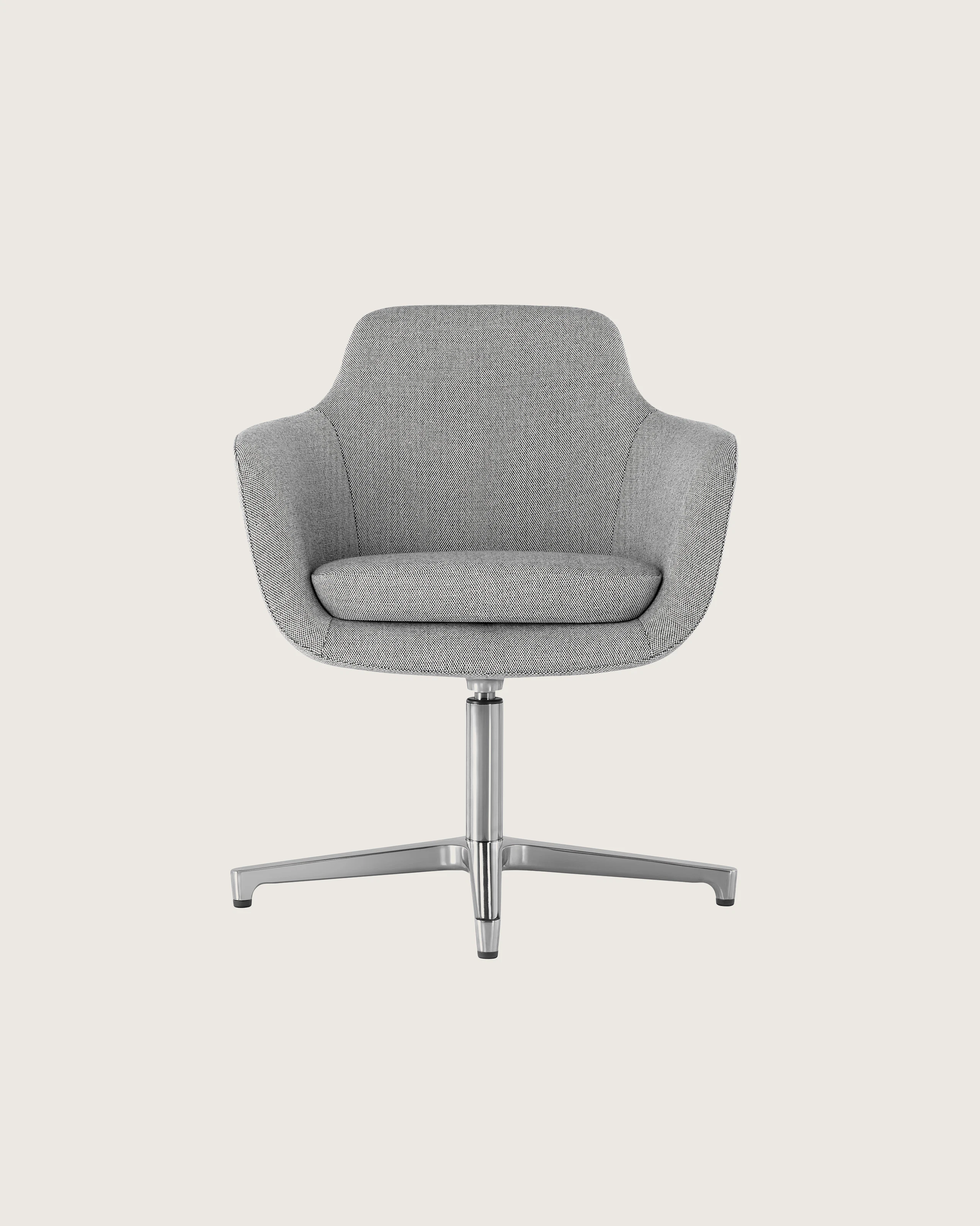 A mid-back Saiba conference chair with light gray upholstery and a four-star base, viewed from the front.