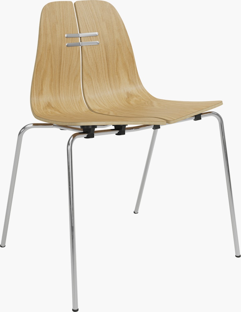 PK3 Dining Chair - Oak, Chrome