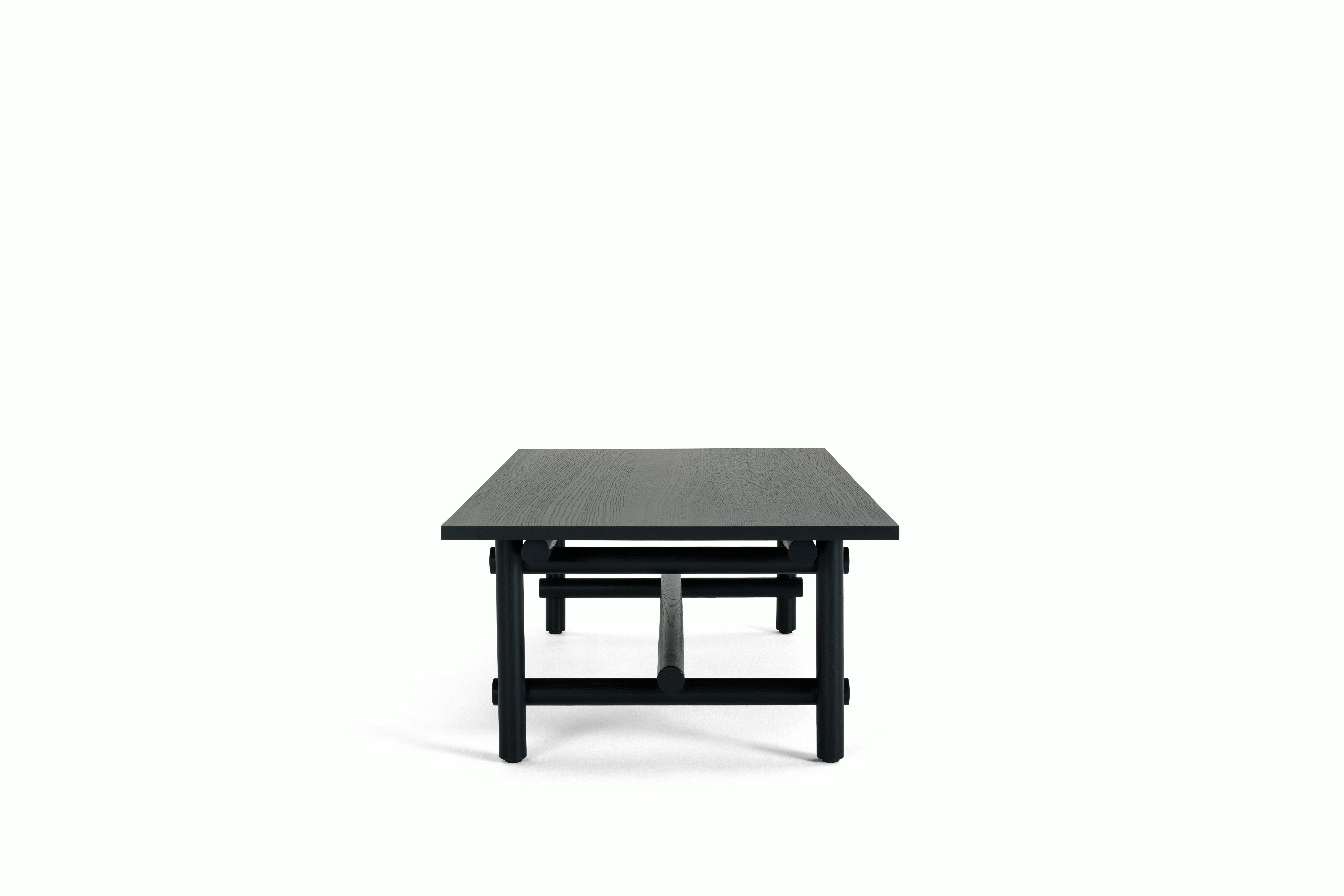 A Muecke Coffee Table in Ebonized viewed from the side.