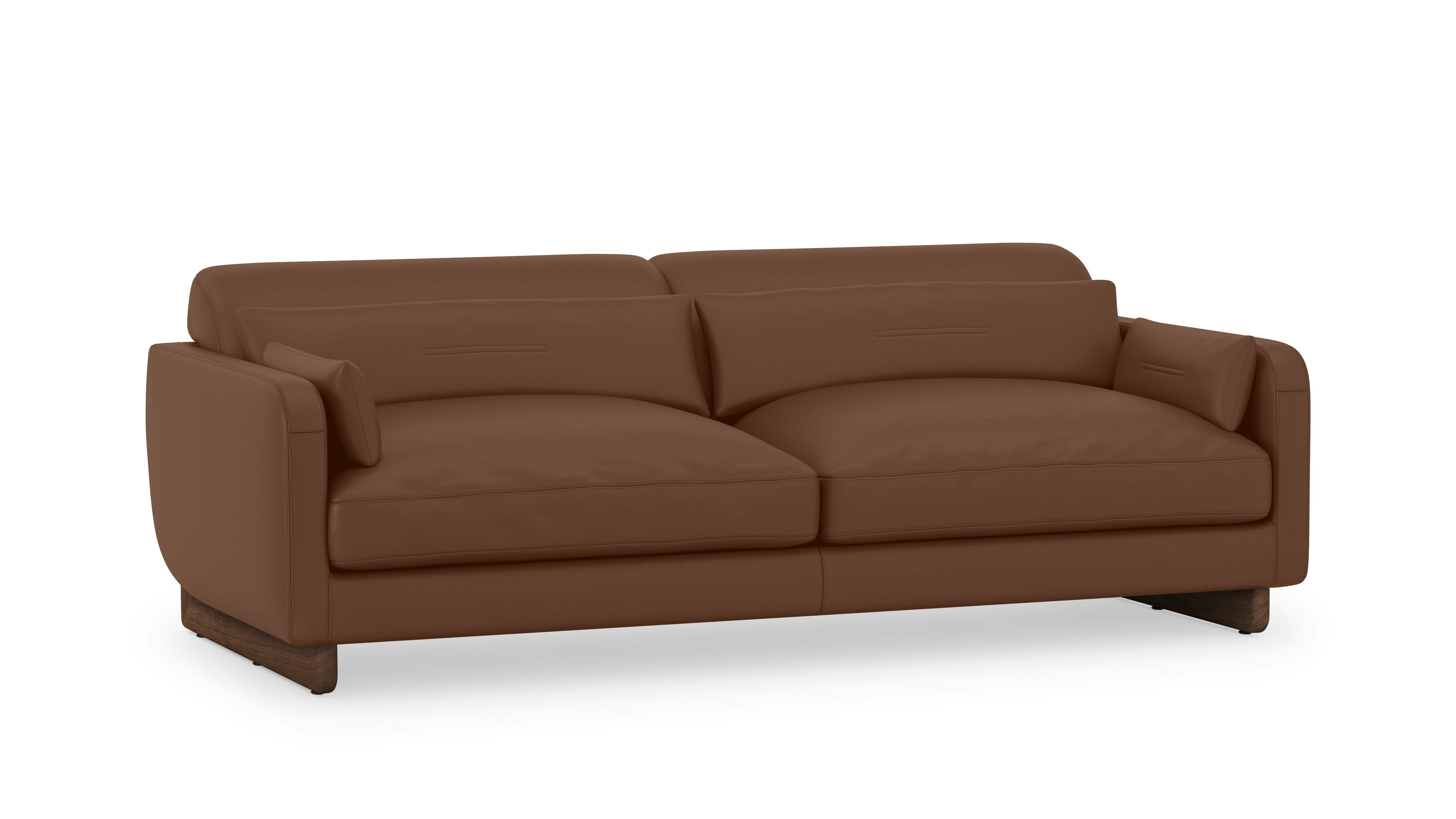 Contra Sofa - 84 Inch, Prone Leather, Ledge, Walnut