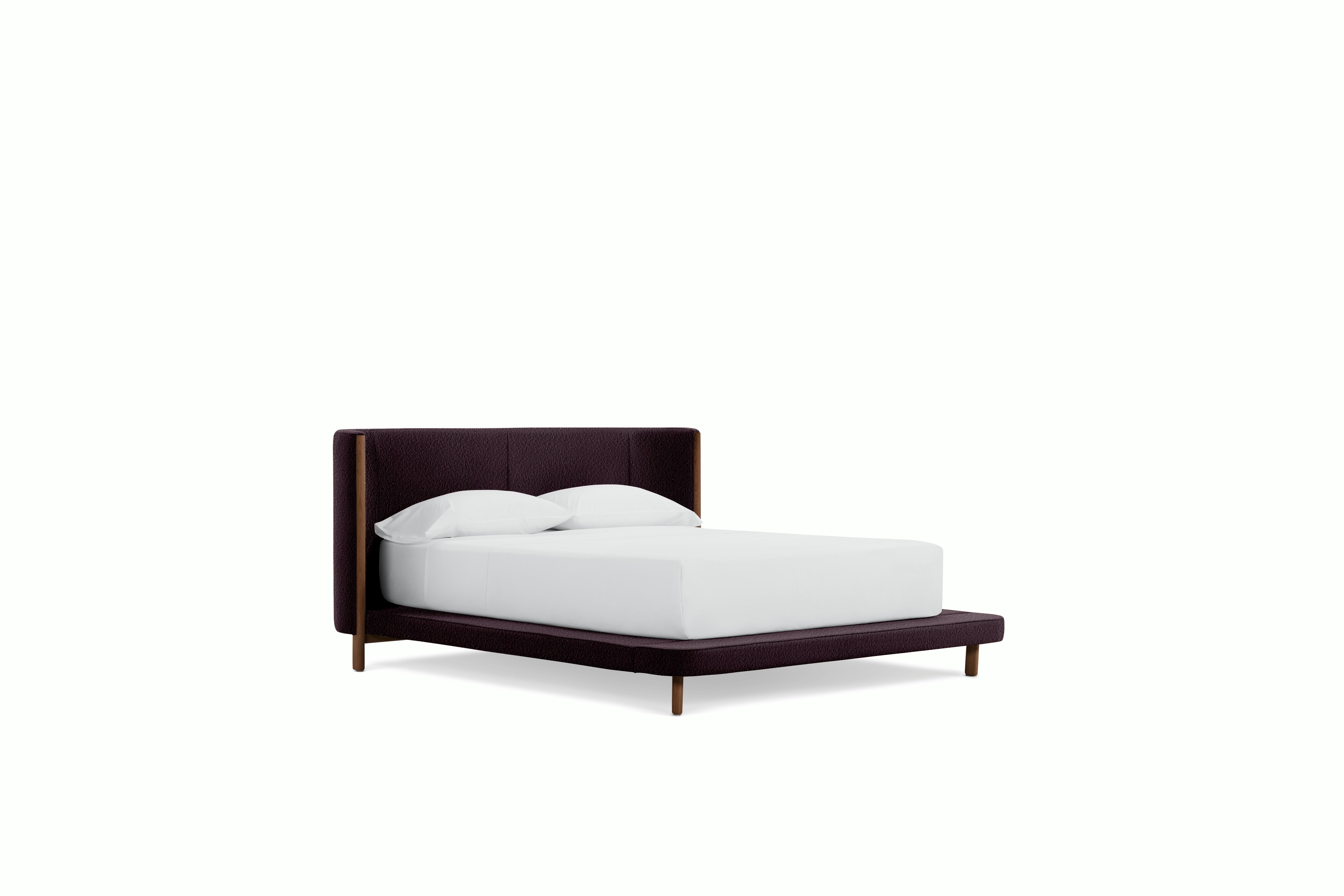 Emmy Bed - Tall, Queen, Walnut, Turf, Burgundy