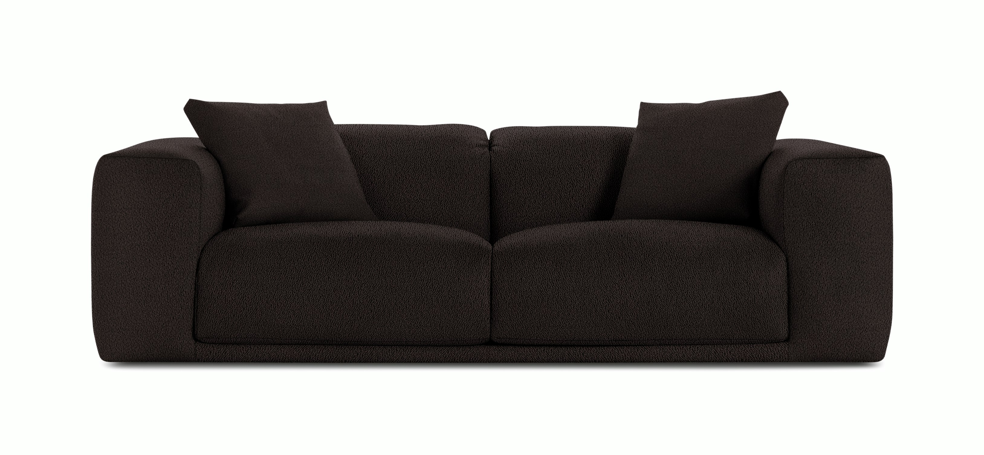 A Kelston Sofa in Dark Brown viewed from the front.