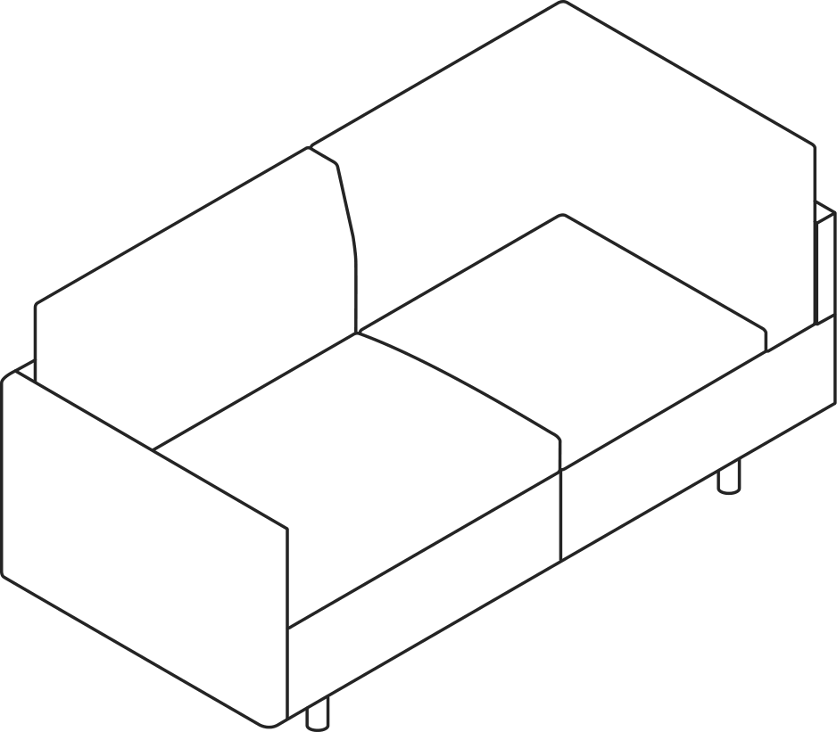 A line drawing - Tuxedo Classic Sectional Sofa | Settee | Left Corner | Right Arm