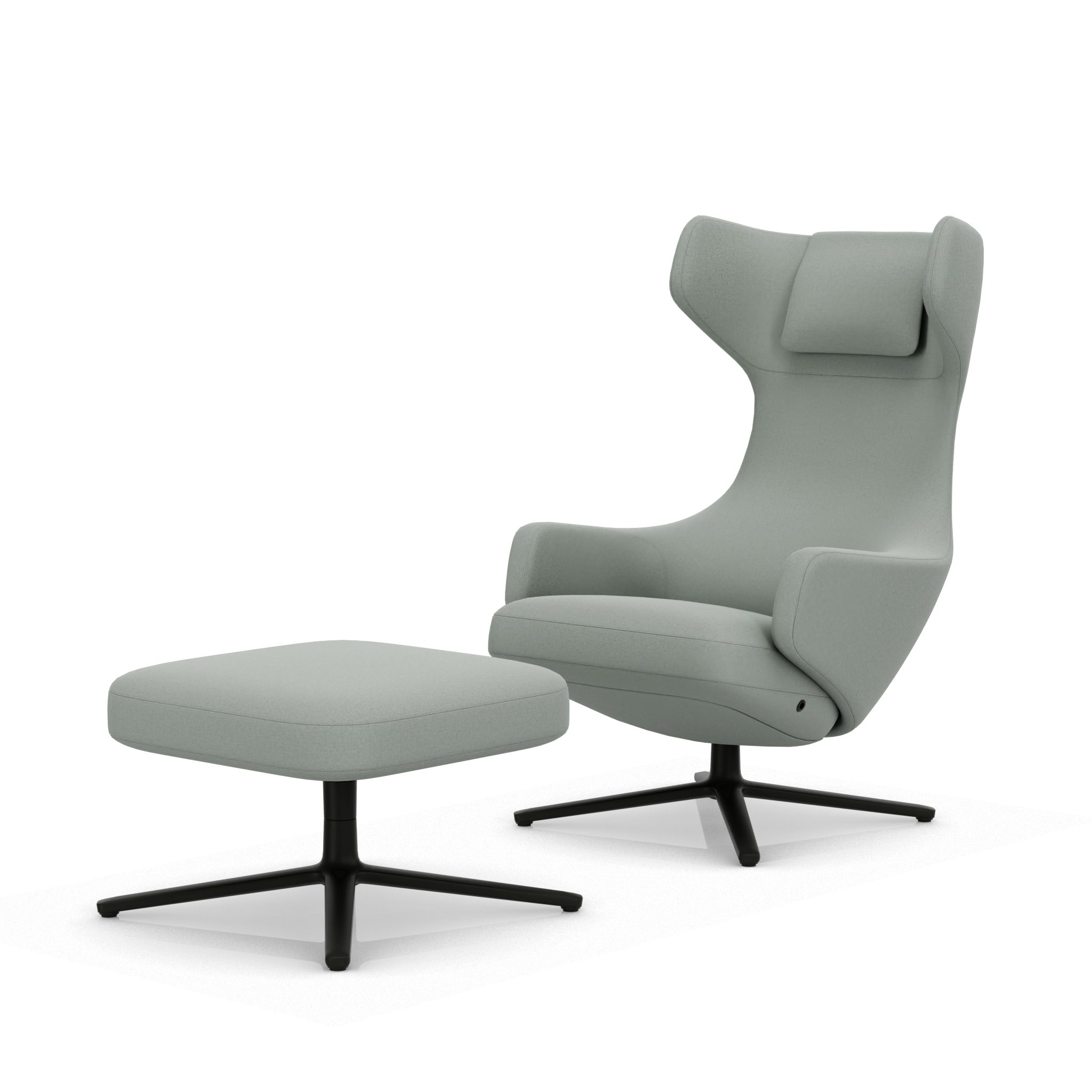 Grand Repos Lounge Chair and Ottoman - Hola, Cement, Basic Dark