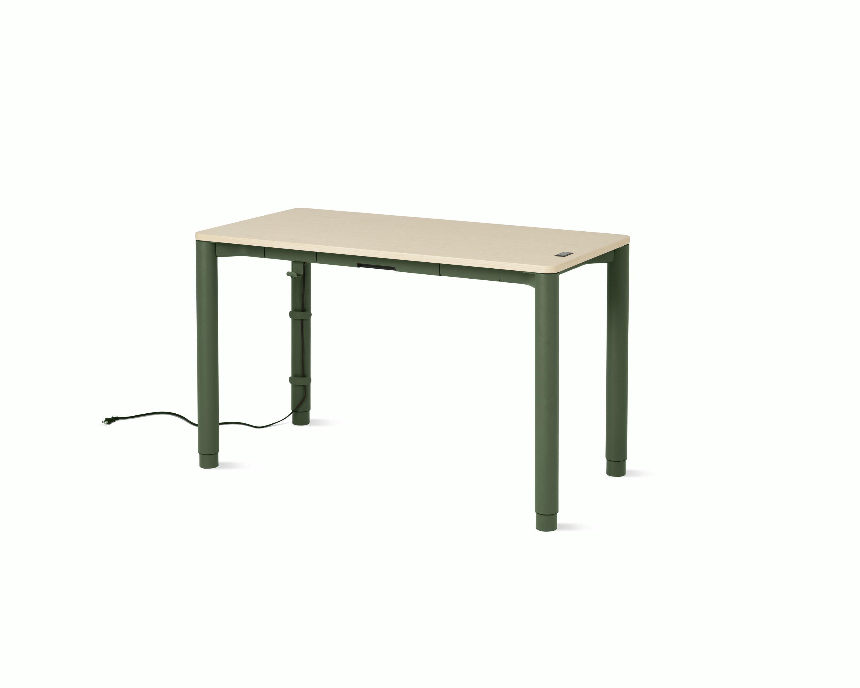 Spout S2S Table - 24" x 48"",  Veneer Clear on Ash,  Olive,  With Cable Tray,  With Storage Drawer,  Standard Height"