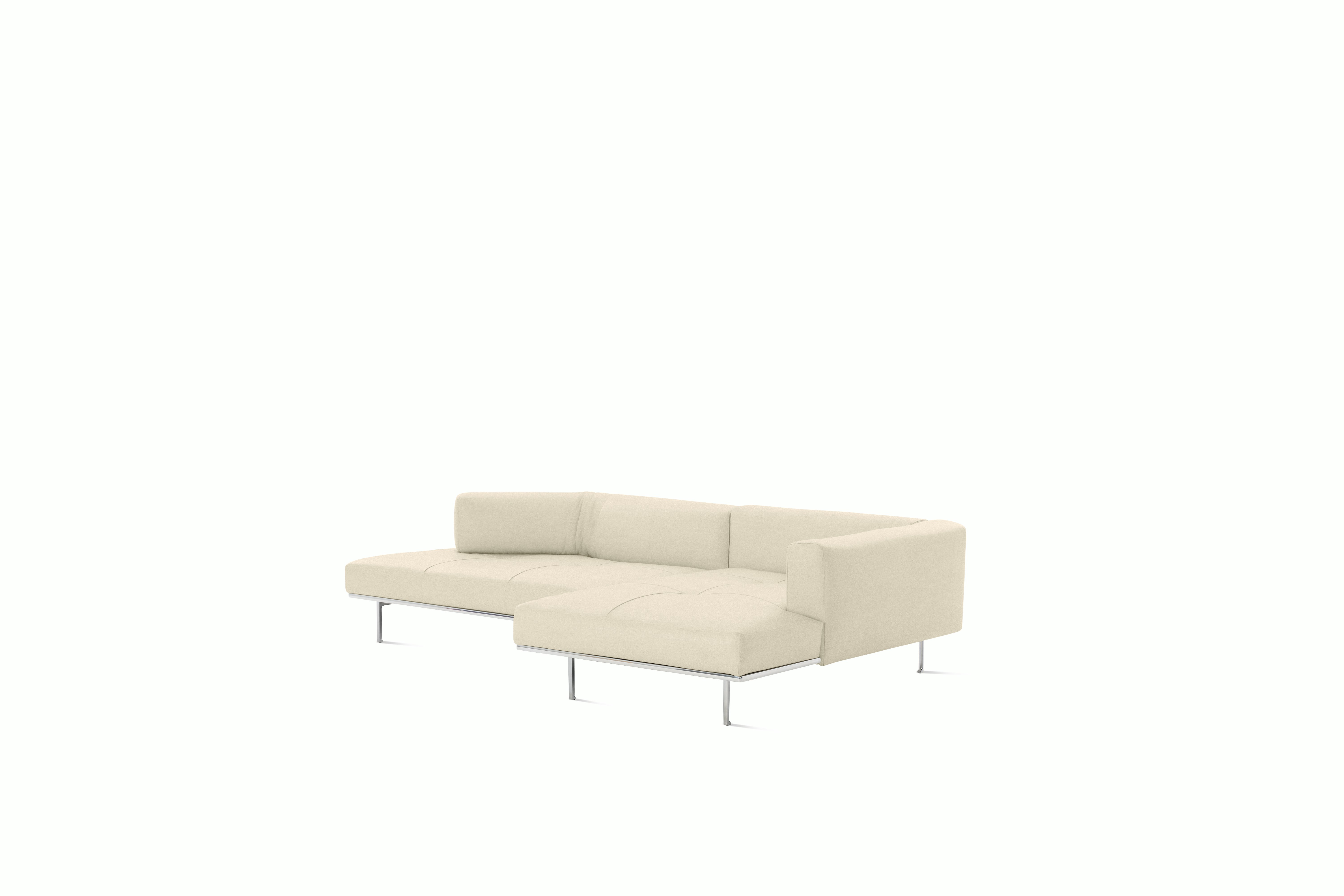 Matic Sectional - M18 Config -  One-Arm Sectional,  Left,  Quilted,  Iseo,  Light Grey,  Chrome