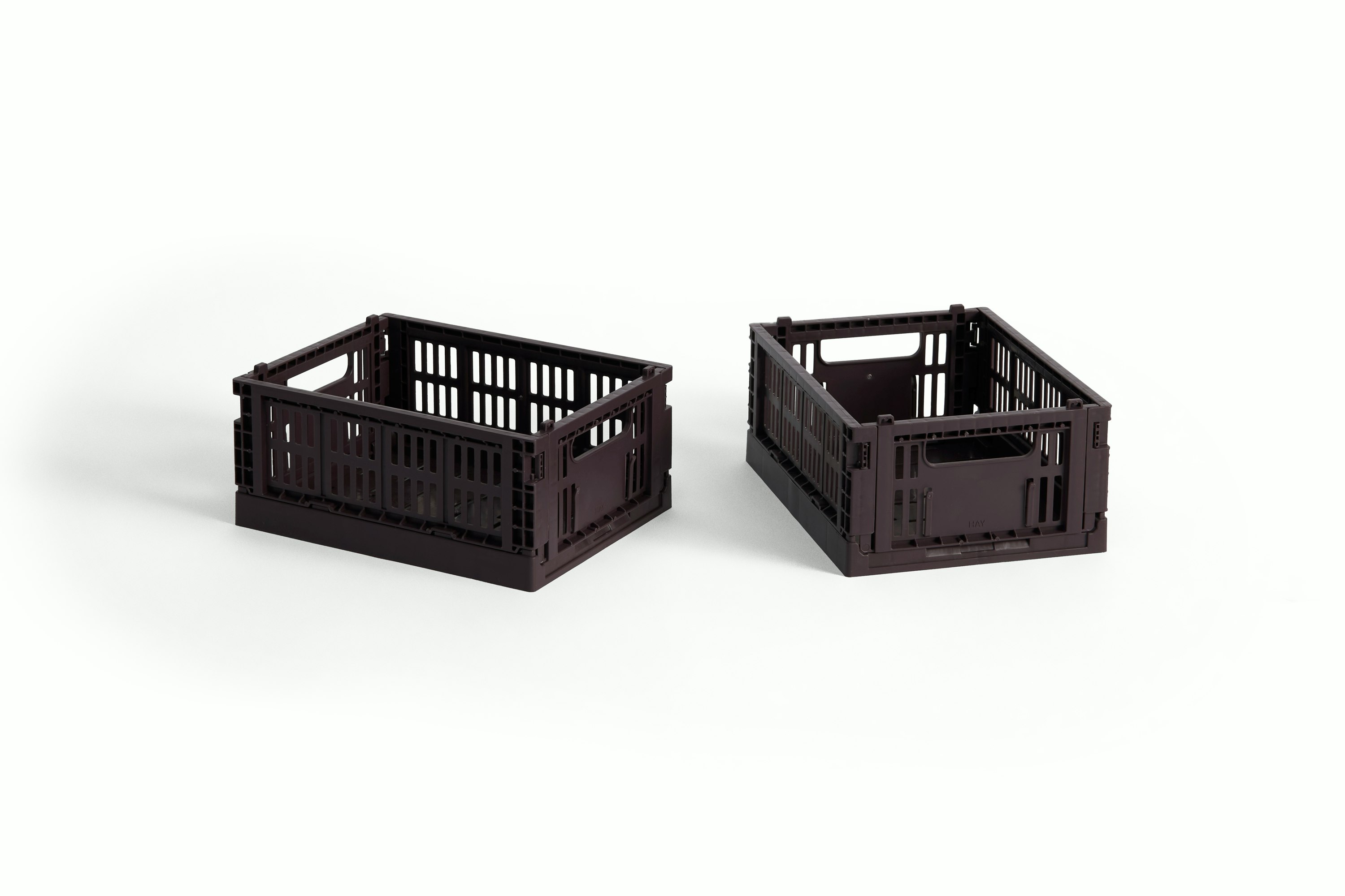A Recycled Colour Crate in Bordeaux viewed from the front.
