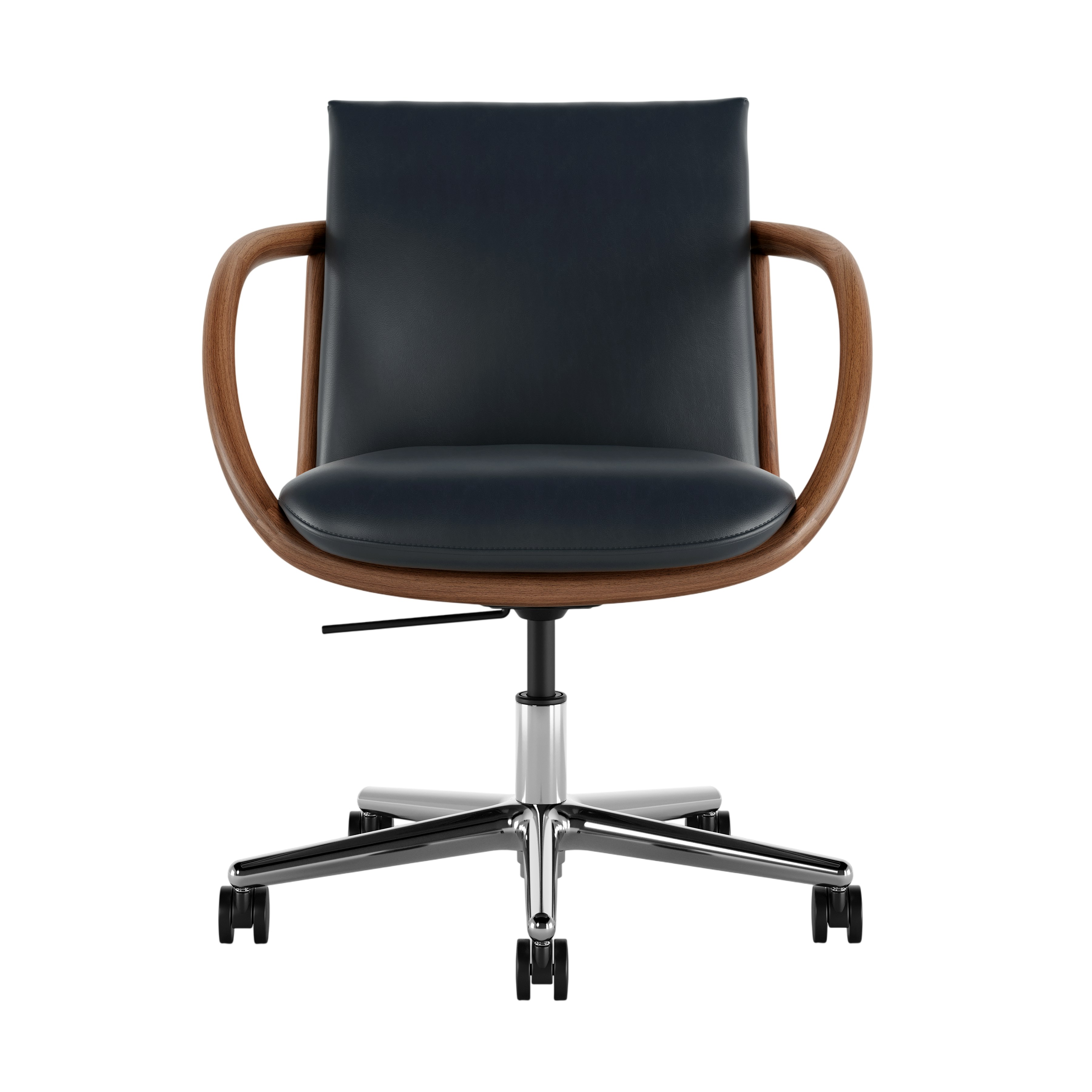 Full Loop Task Chair - Bristol Leather Atlantic,  Walnut,  Polished Aluminum
