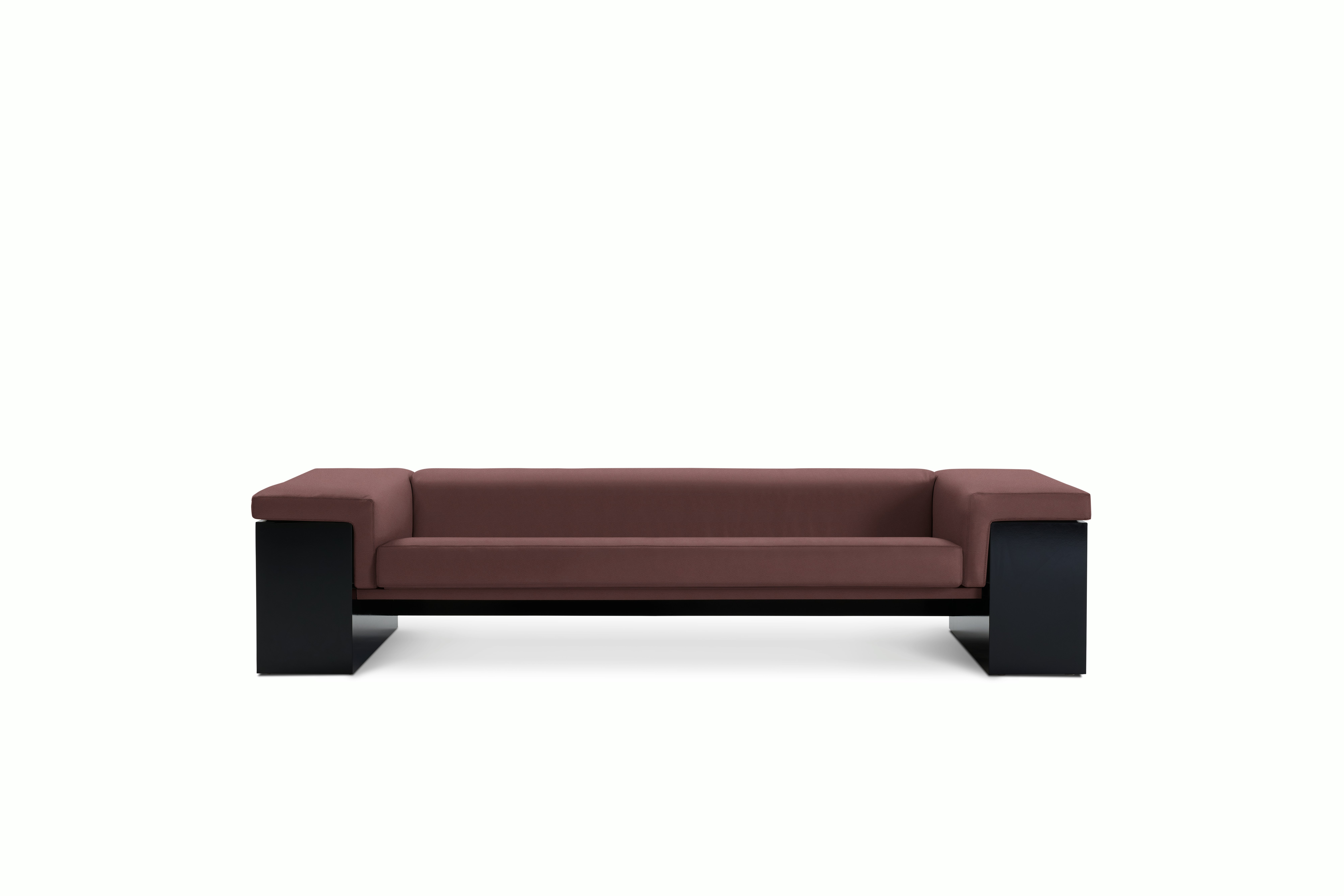 A Brigadier Sofa in Appalachian and Black viewed from the front.
