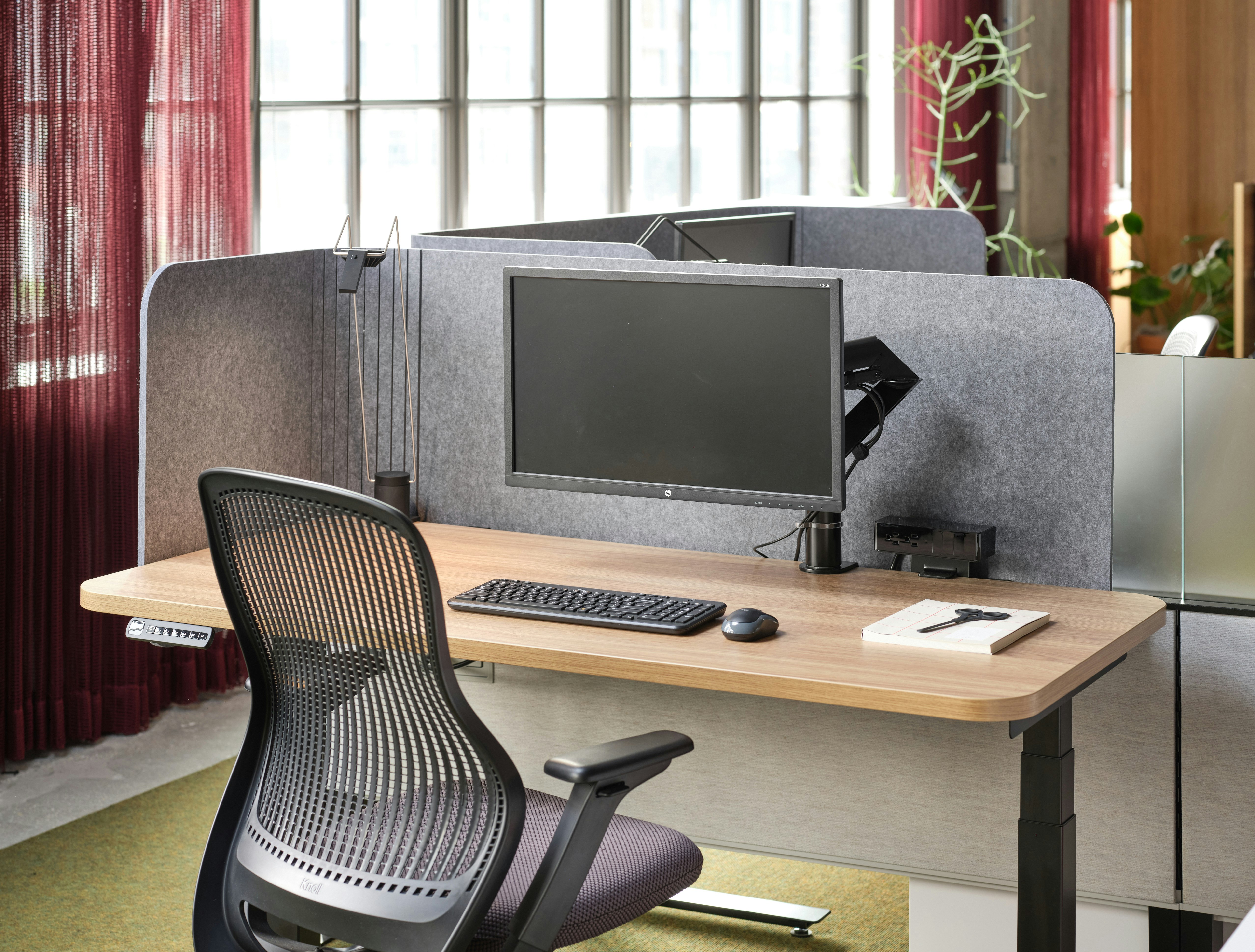 regeneration by knoll k base height adjustable table k screen contour sparrow desktop light