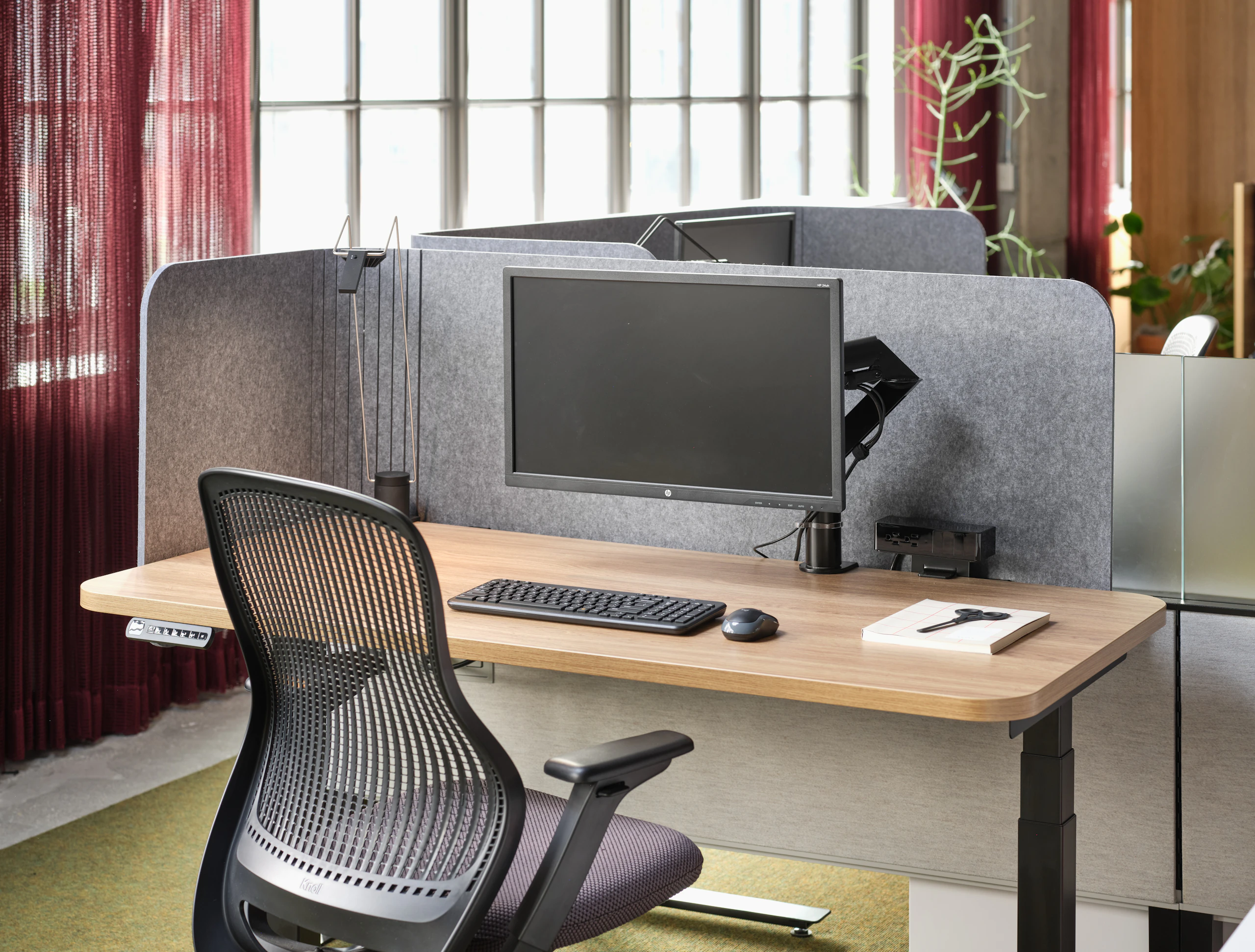 regeneration by knoll k base height adjustable table k screen contour sparrow desktop light