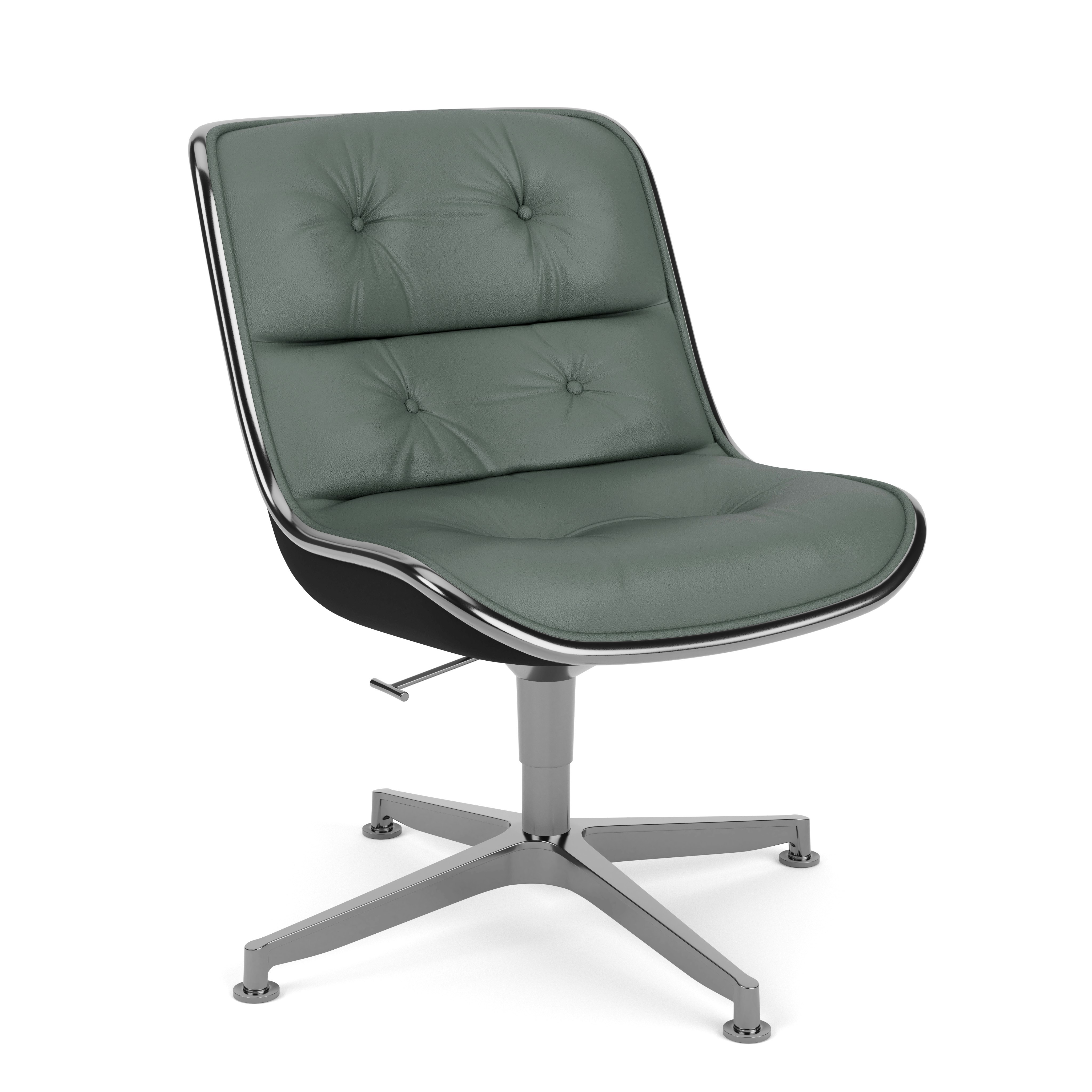 Pollock Executive Side Chair - 4 Star, Polished Aluminum,  Volo Leather,  Cadet
