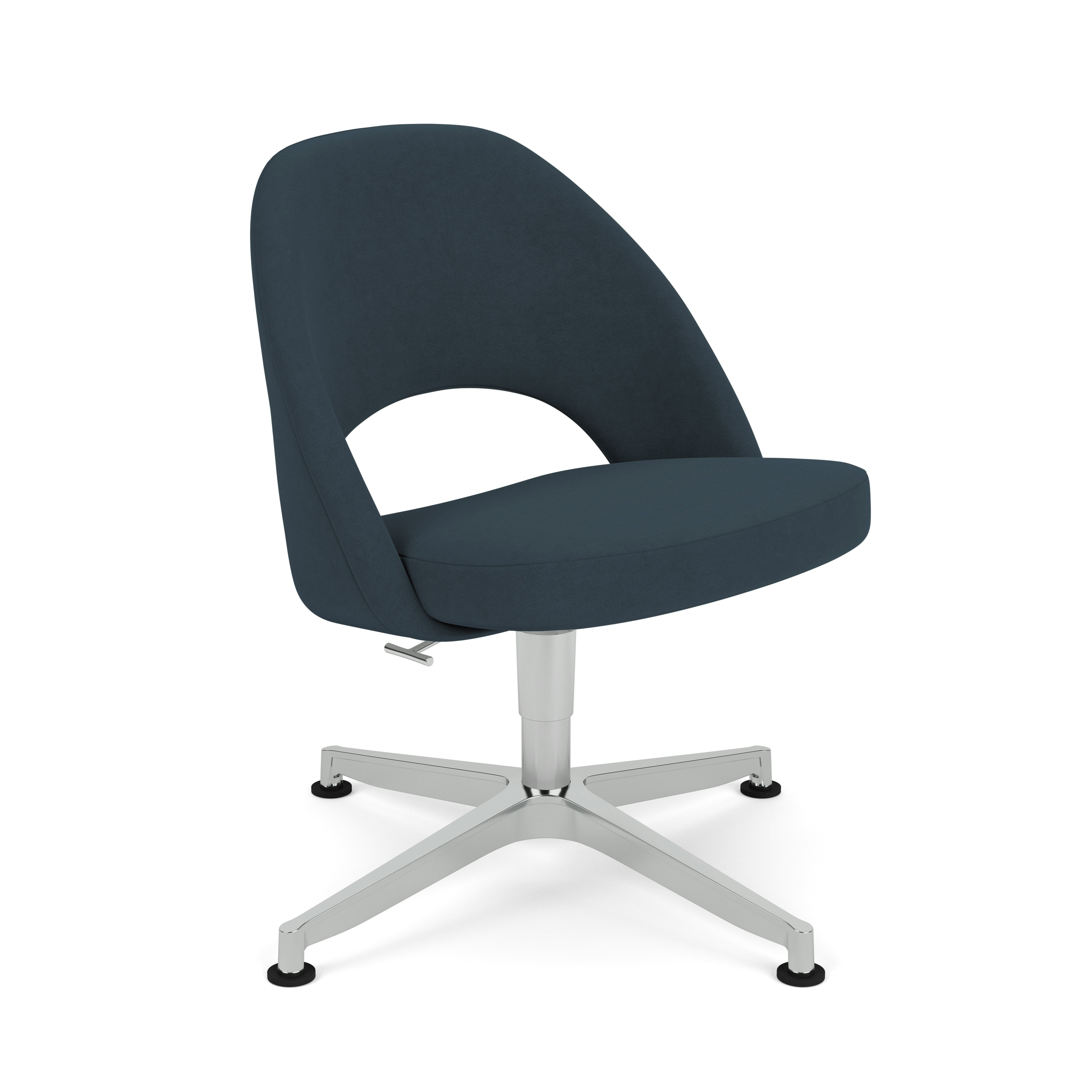 Saarinen Executive Office Side Chair - 4 Star,  Volo Leather,  Marine Blue,  Polished Aluminum Base,  Glides