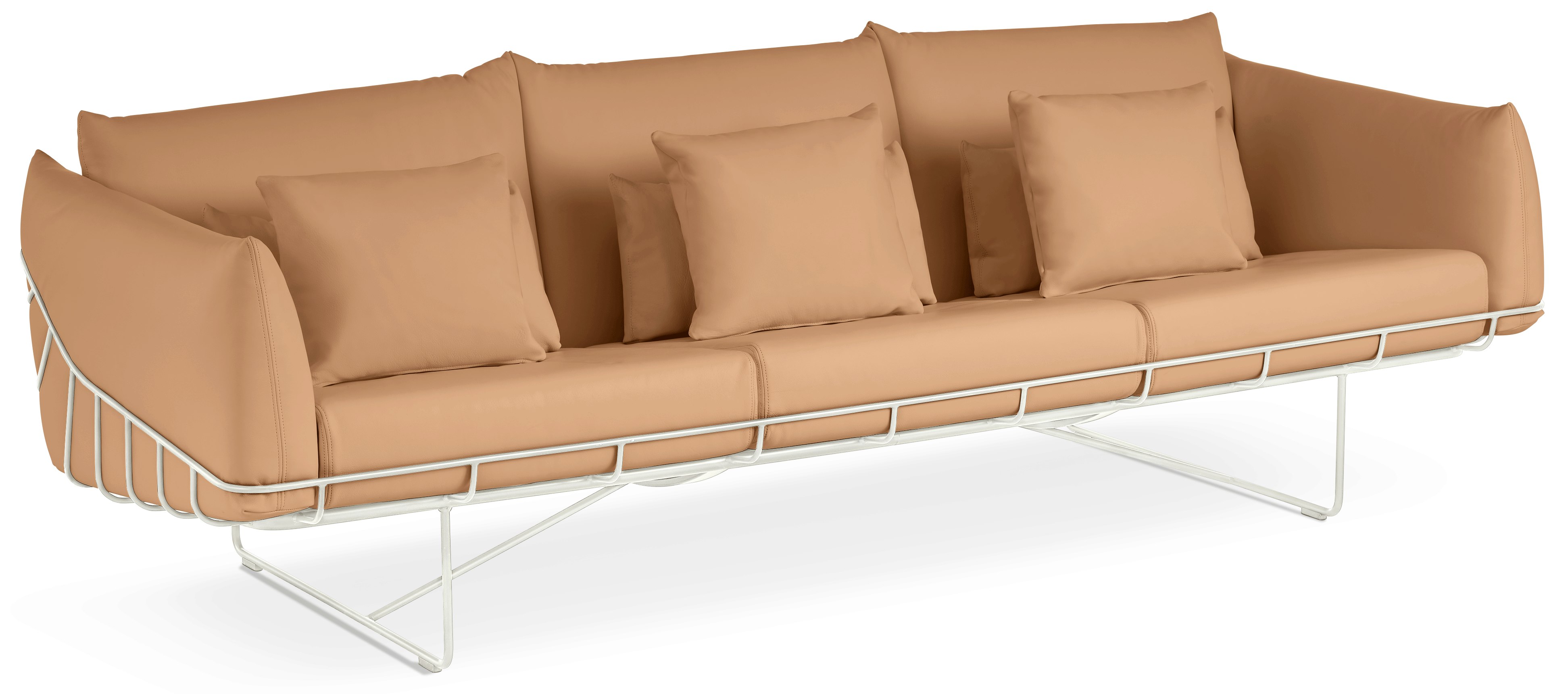 Wireframe Sofa -  3-Seat,  Prone Leather,  Shore,  White