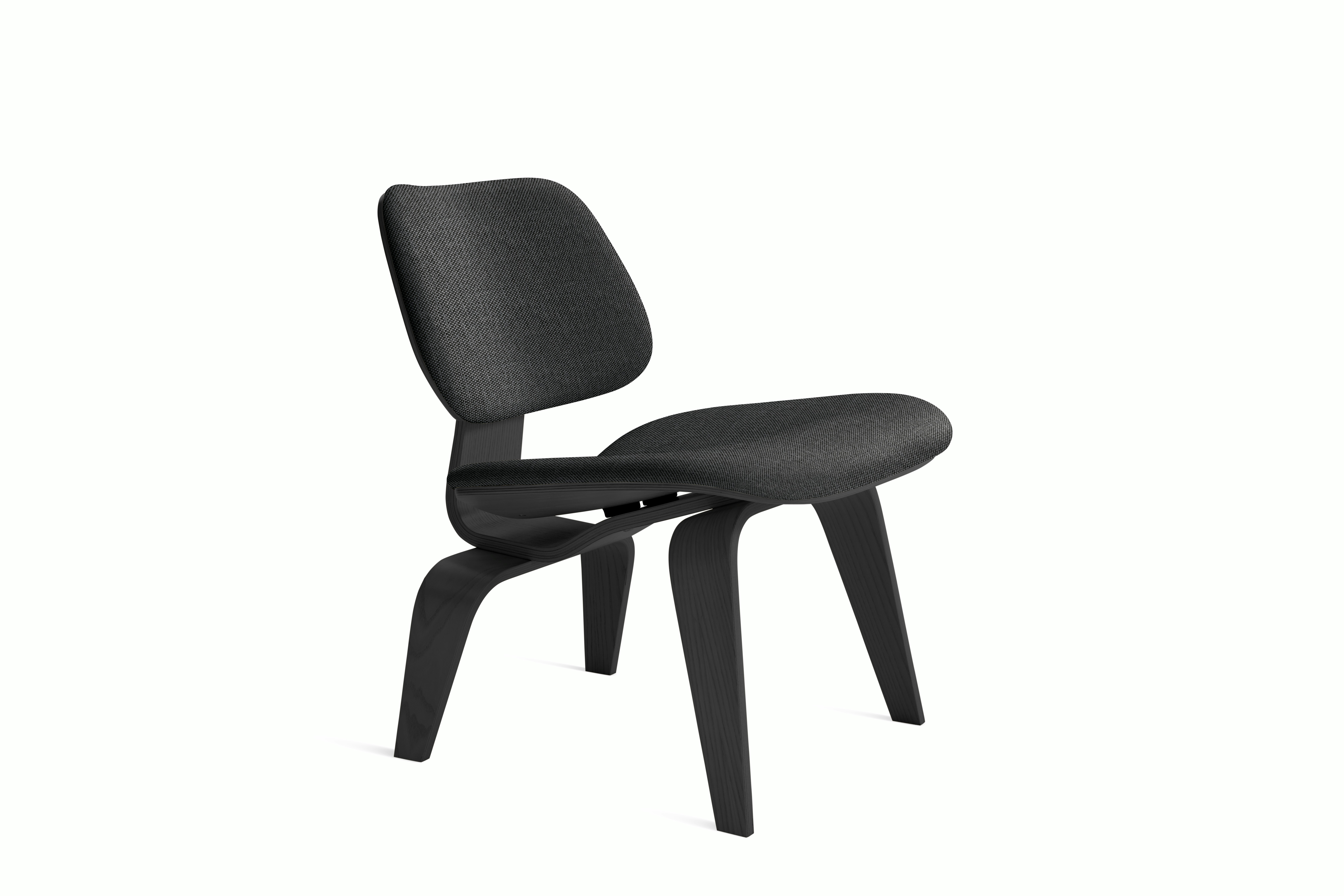 Eames Molded Plywood Lounge Chair Wood Base (LCW) - Upholstered,  Ebony Frame Mode - Talus