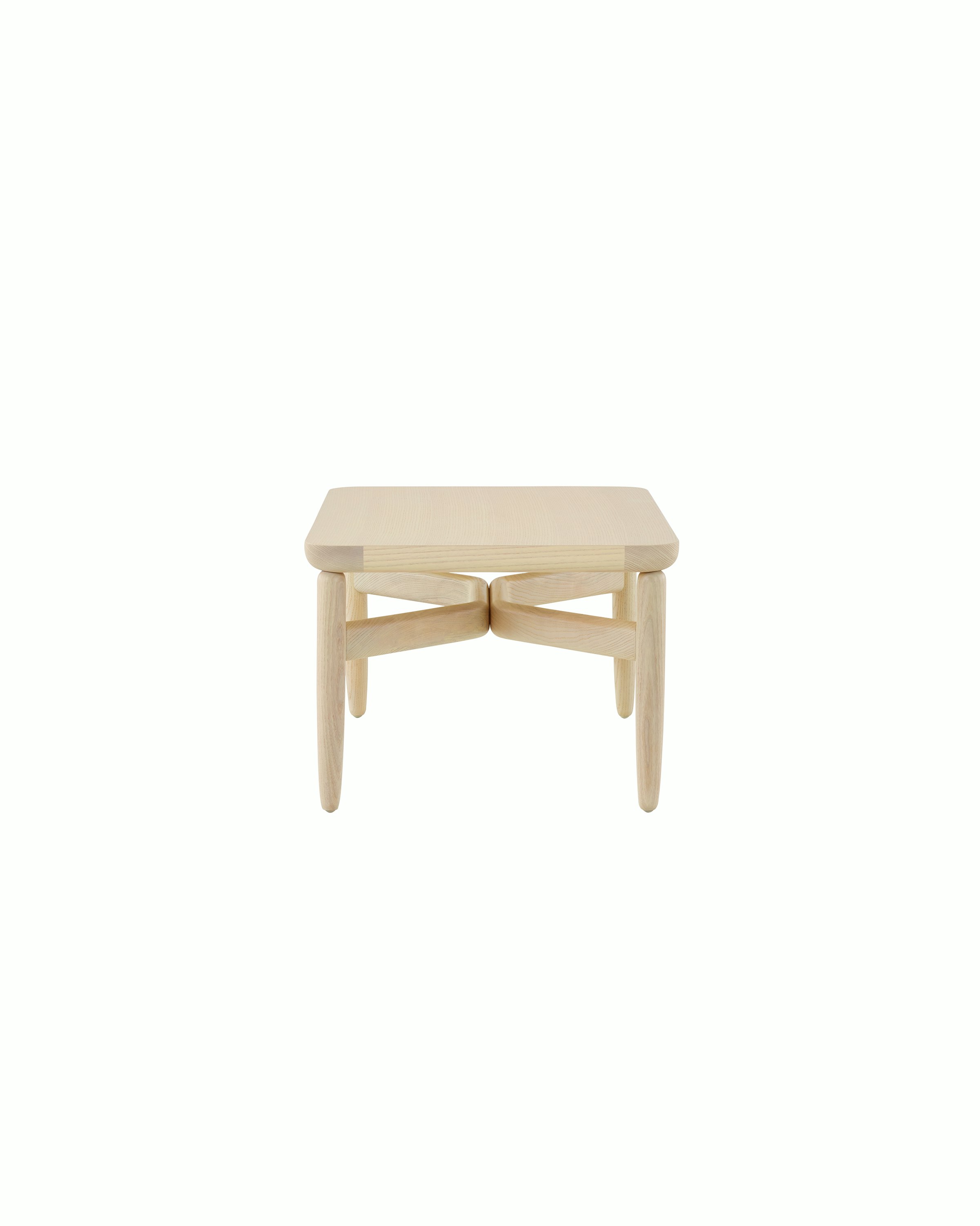 A square Reframe occasional table with a light wood finish.