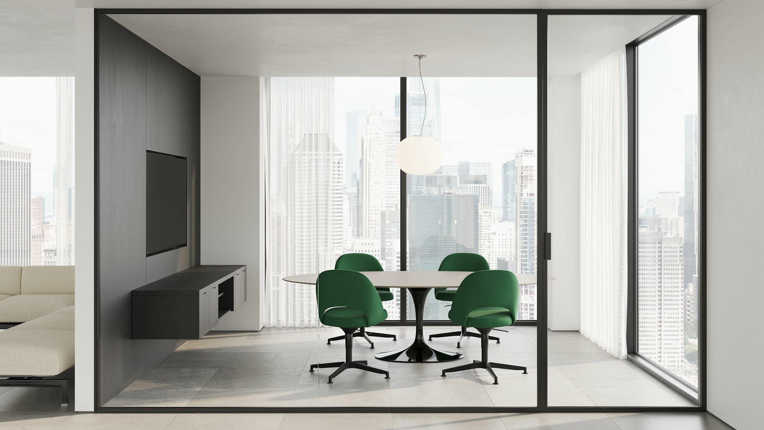 Meeting space with Saarinen Table.