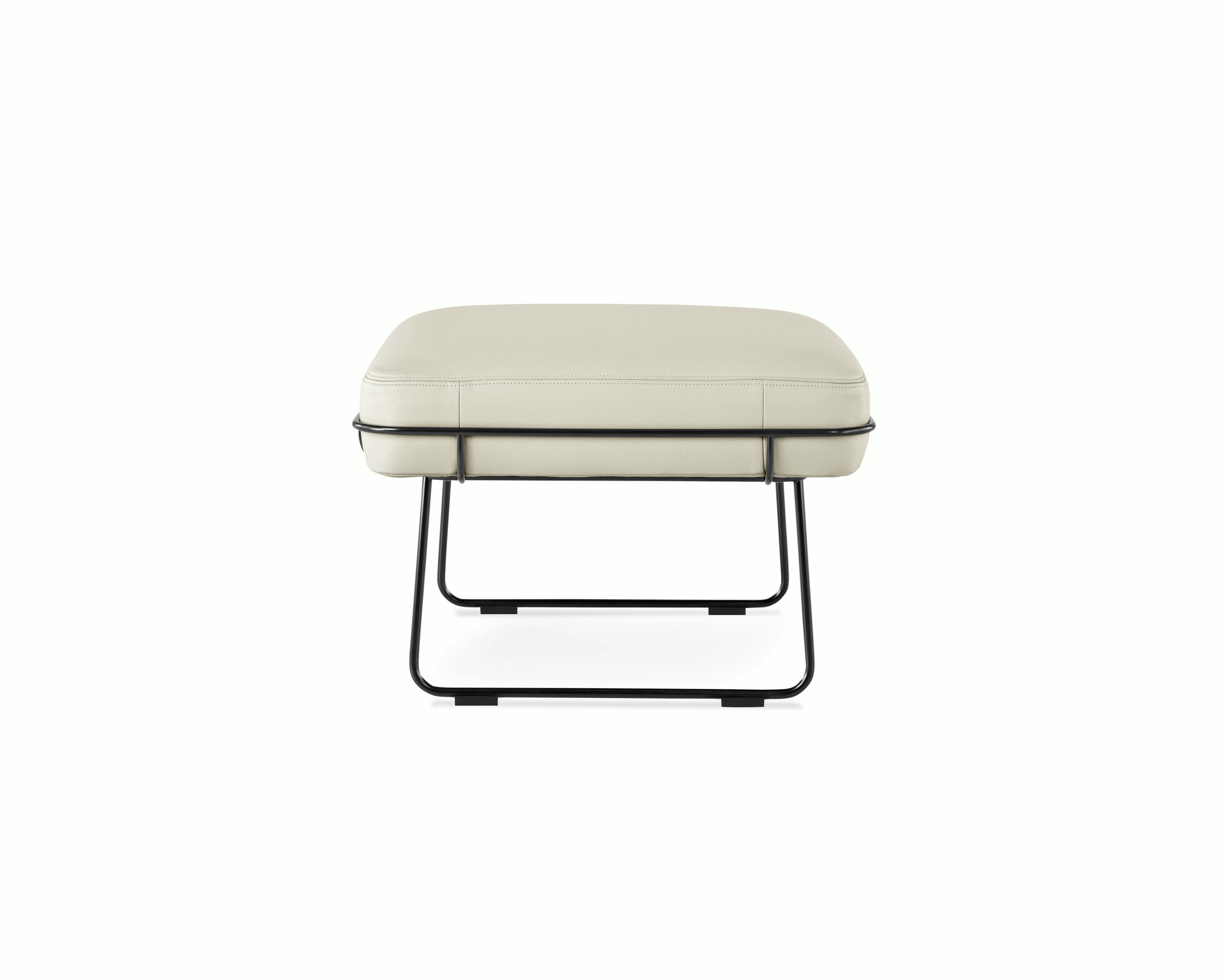 Wireframe Ottoman -  Prone Leather,  Lotus,  Black