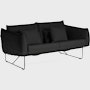 Wireframe Sofa -  2-Seat,  Prone Leather,  Obsidian,  Black