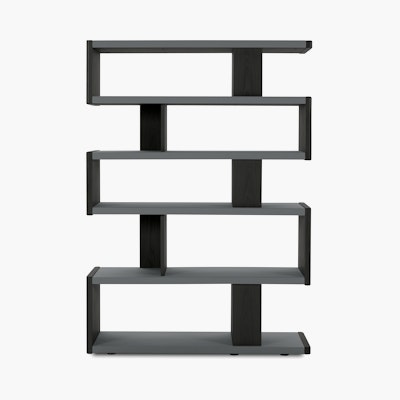 New Canaan High Bookshelf - Black oak, Bristol Leather, Sky Grey New Canaan High Bookshelf - Black oak, Bristol Leather, Sky Grey