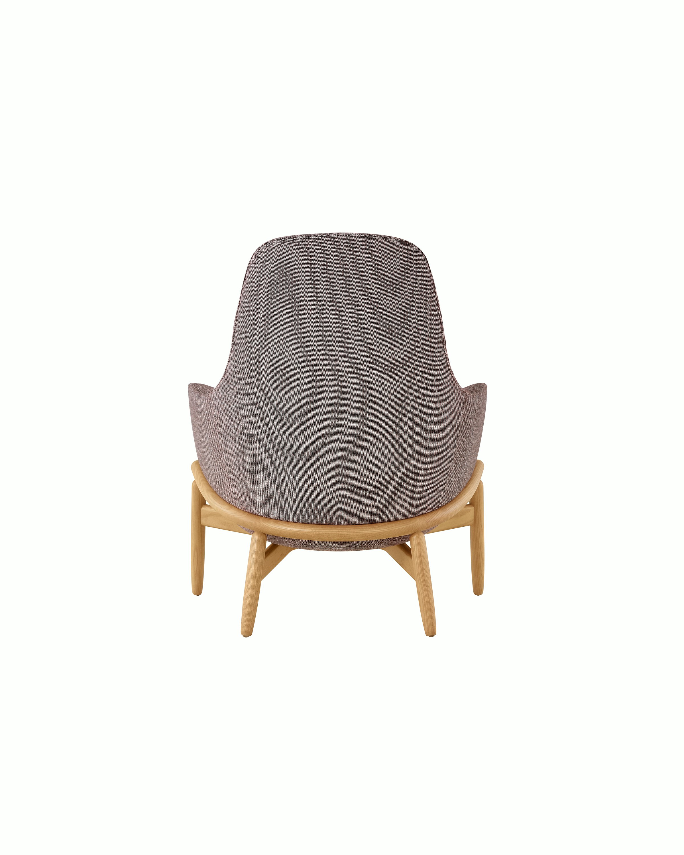 A high-back Reframe Lounge Chair in Resca Bordeaux, viewed from behind.