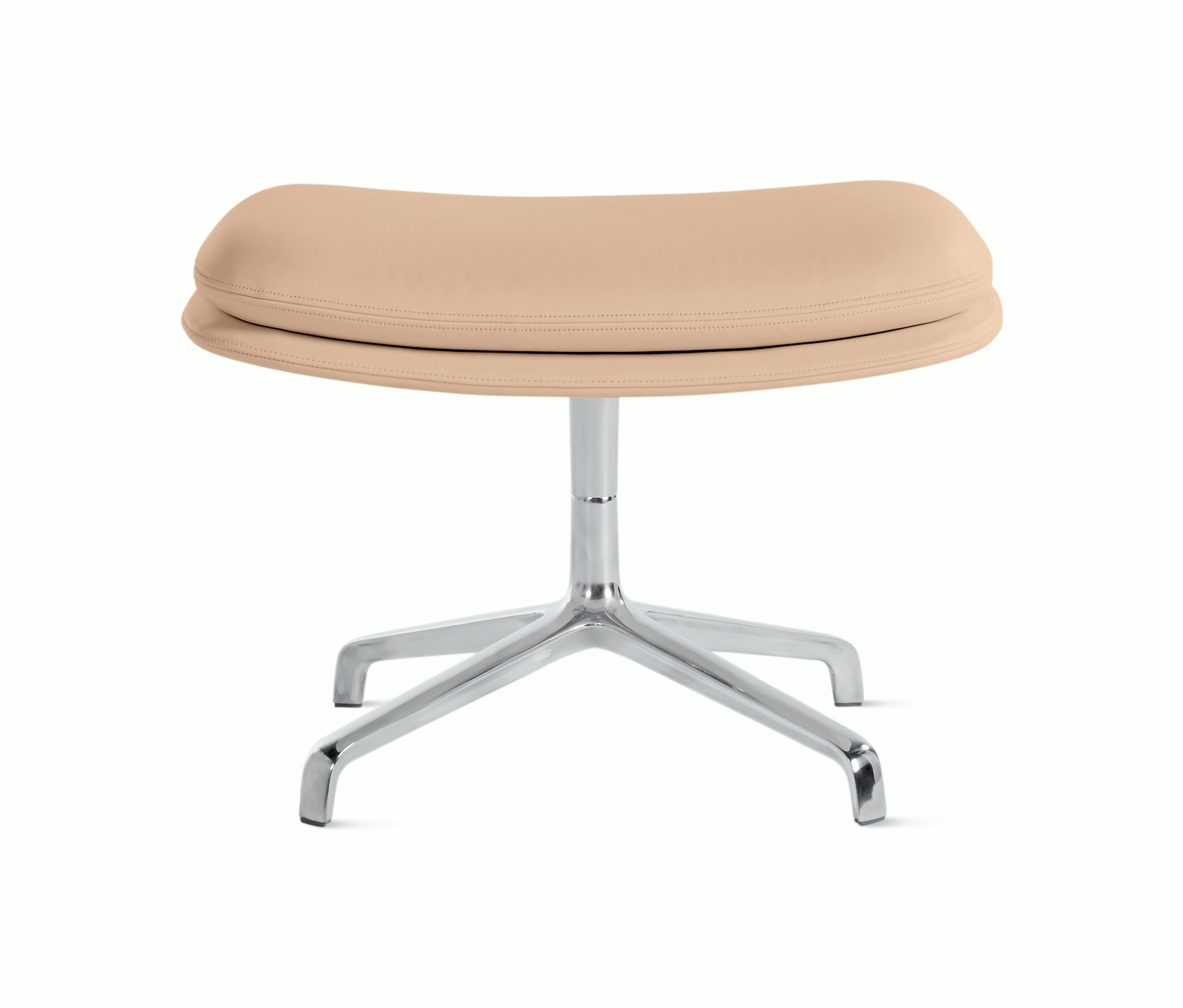 Striad Ottoman in 4-Star Base Polished Alumium Prone Leather,  Balsa