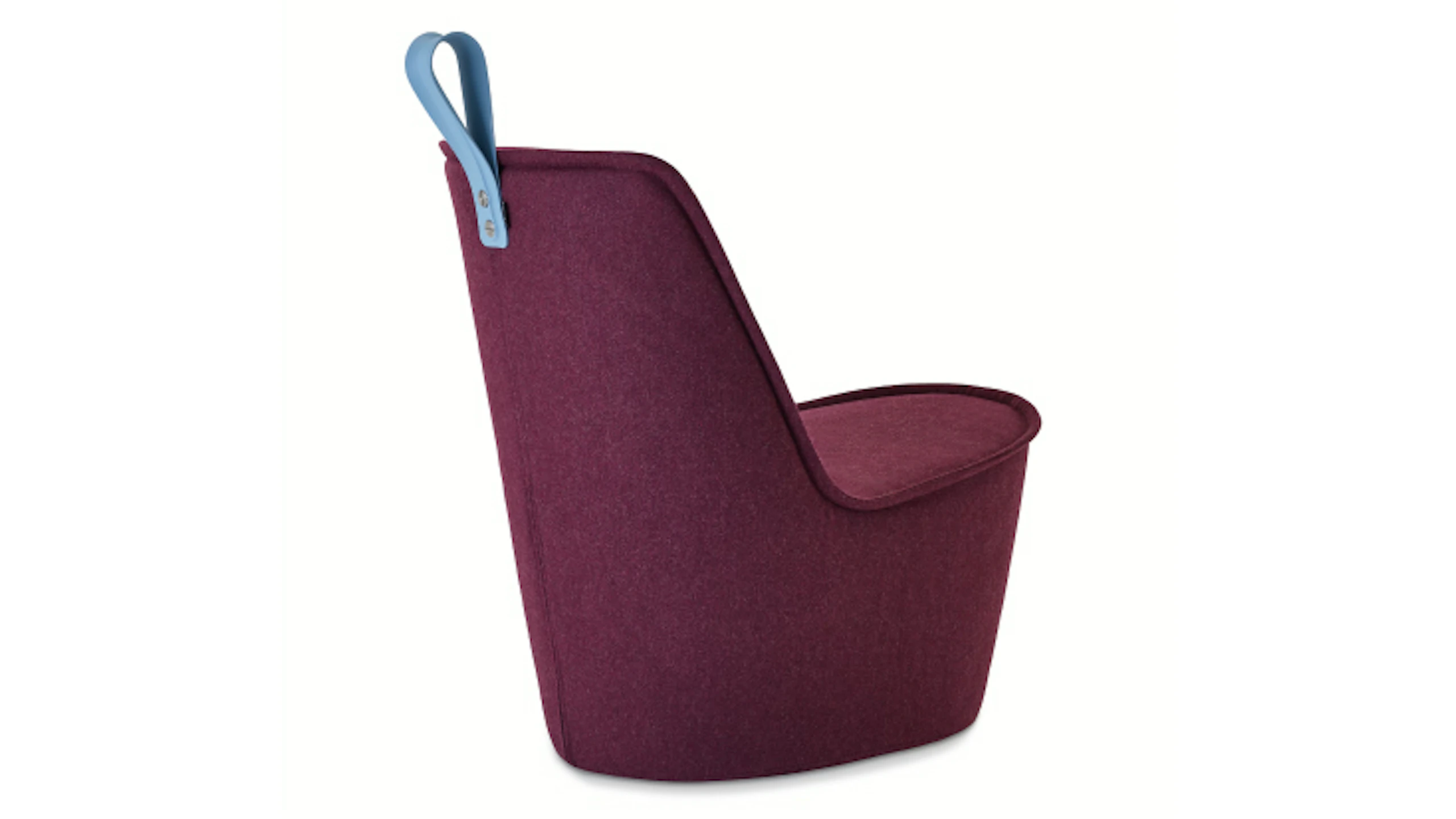 Red Pippin Chair by NaughtOne with light blue handle.