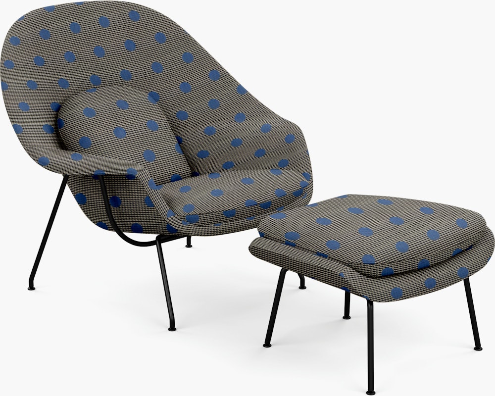 Womb Chair and Ottoman - Standard,   Maharam Dots,   Damson,   Black