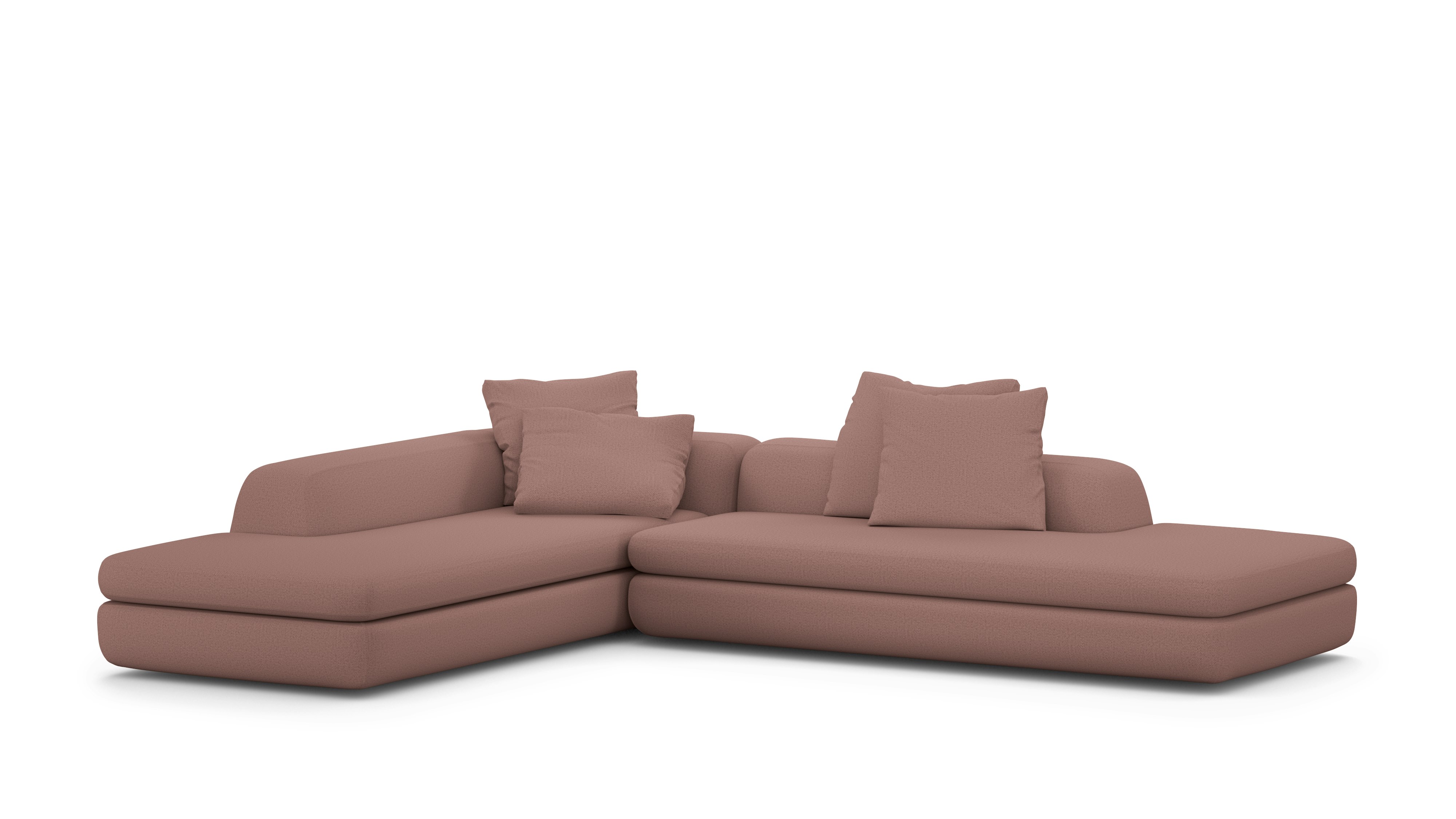 A Atlason Americano Open Sectional Chaise in Pecora Peony viewed from an angle.