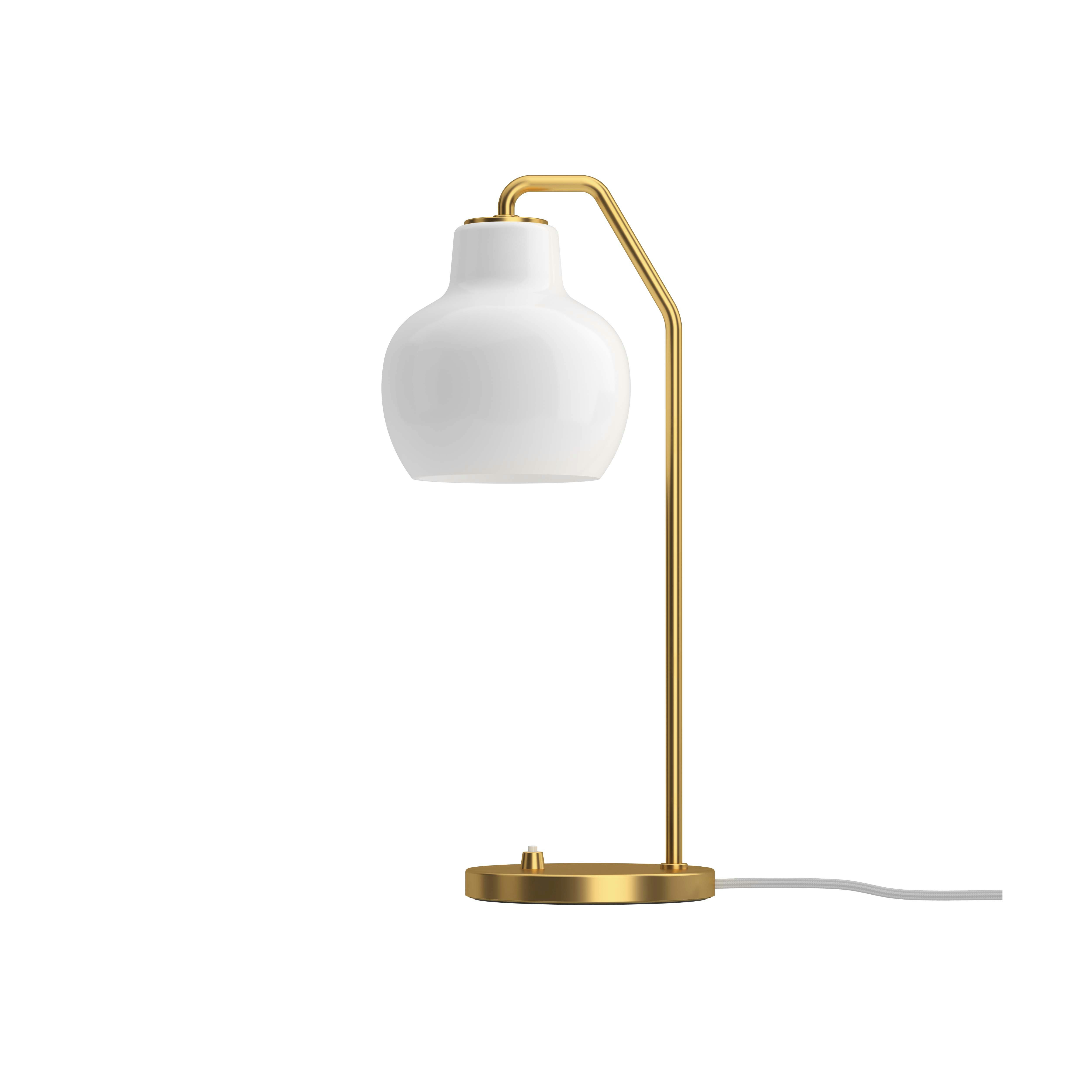 A VL Ring Crown Table Lamp in White Opal Glass viewed from the front.