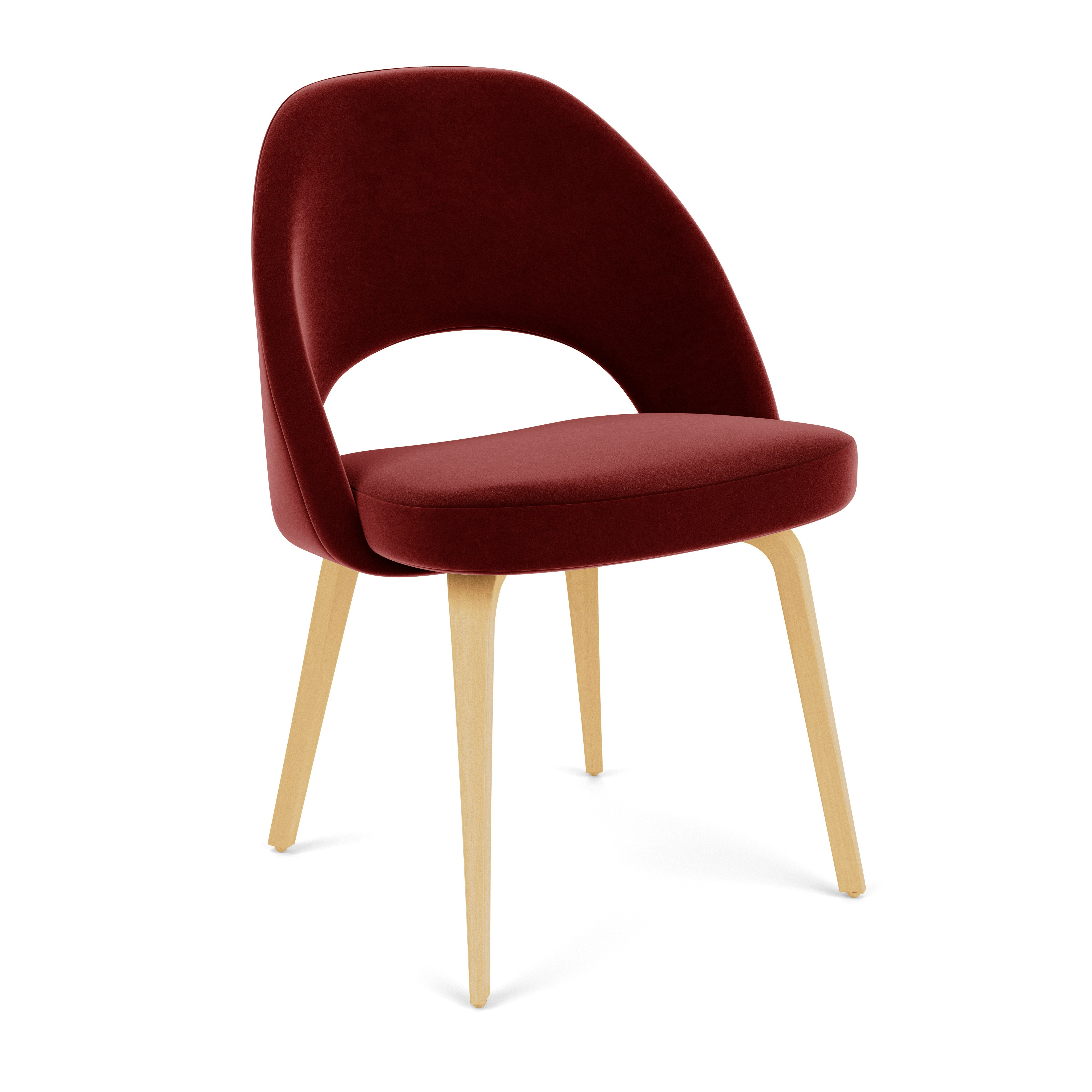 Saarinen Executive Side Chair - Knoll Velvet,  Flamenco,  Oak
