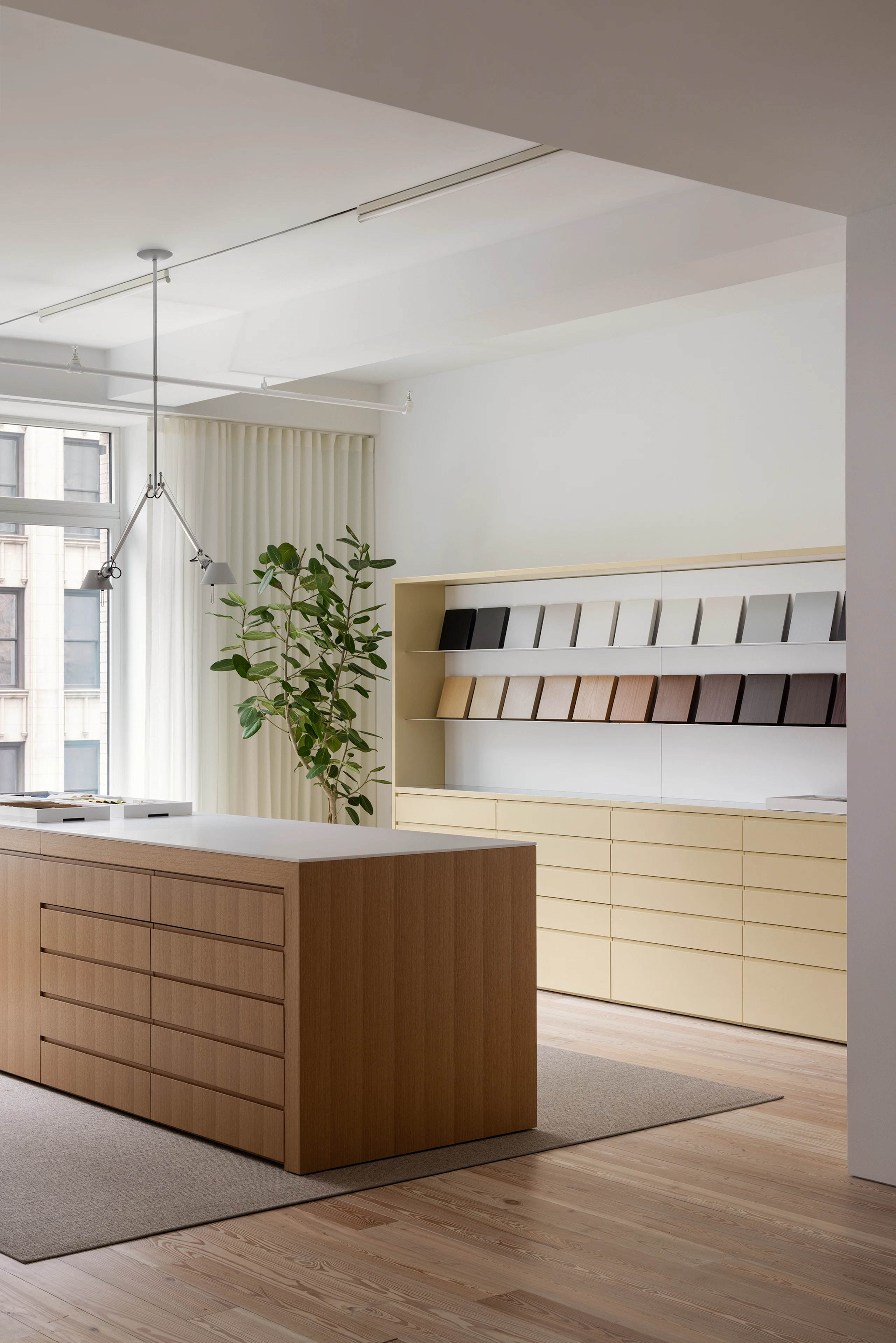 Custom Geiger storage for MillerKnoll in the New York Flagship building.