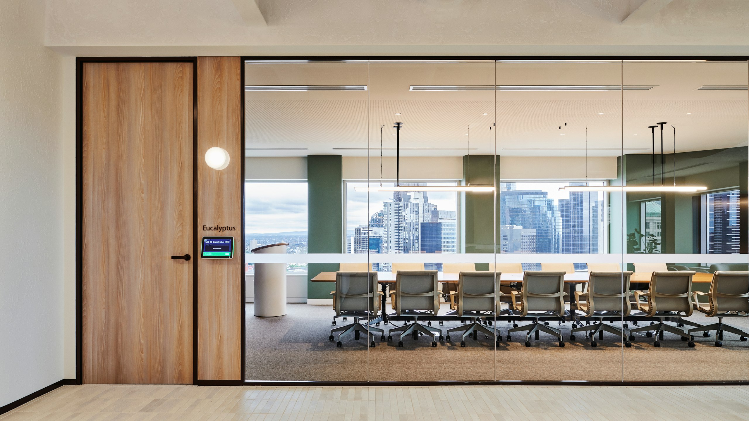 Exterior looking into a large meeting room with Setu Chairs.